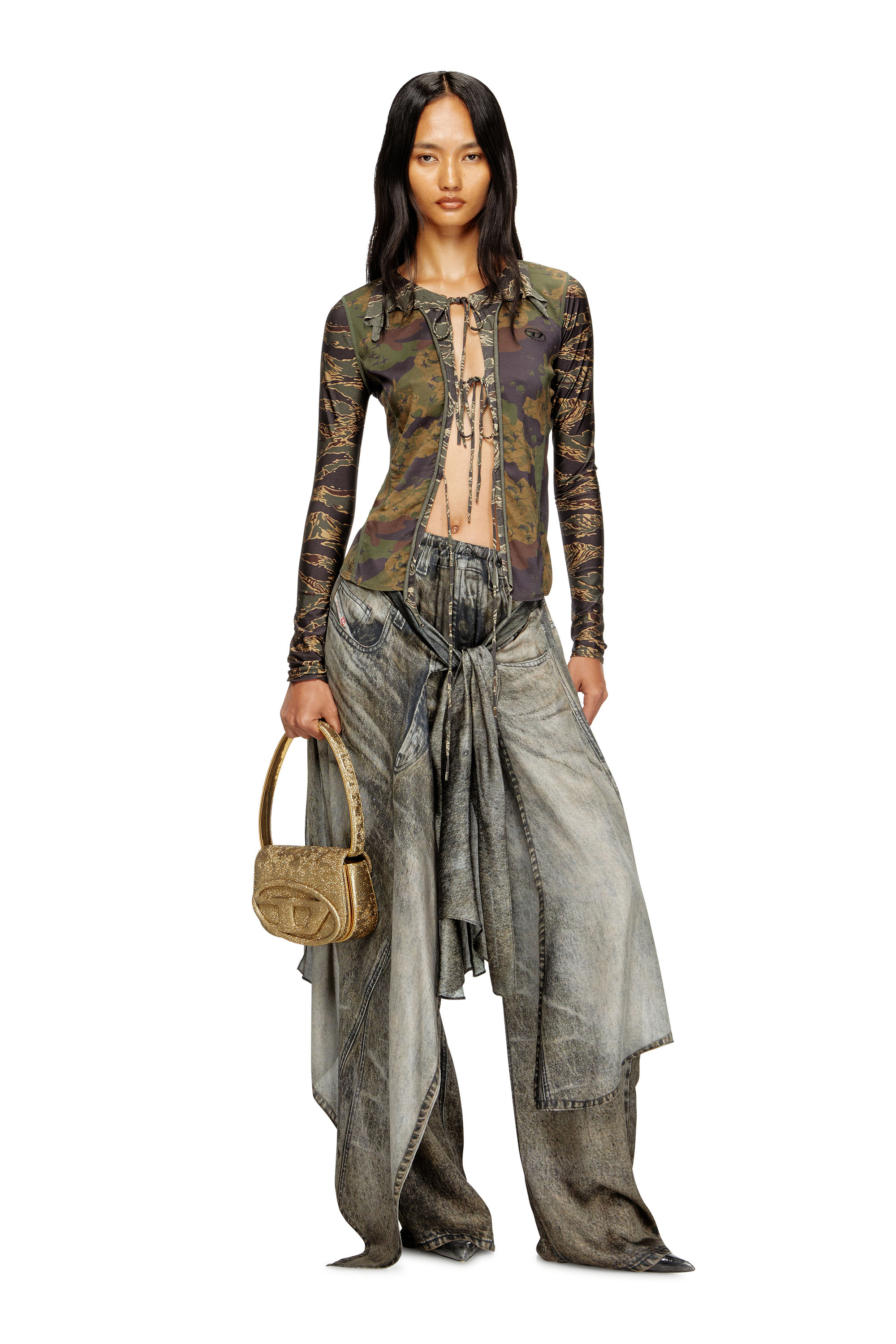 Diesel - 1DR, 1DR-Bolso 1DR icónico de lurex de camuflaje brillante Mujer in Dorado - 2