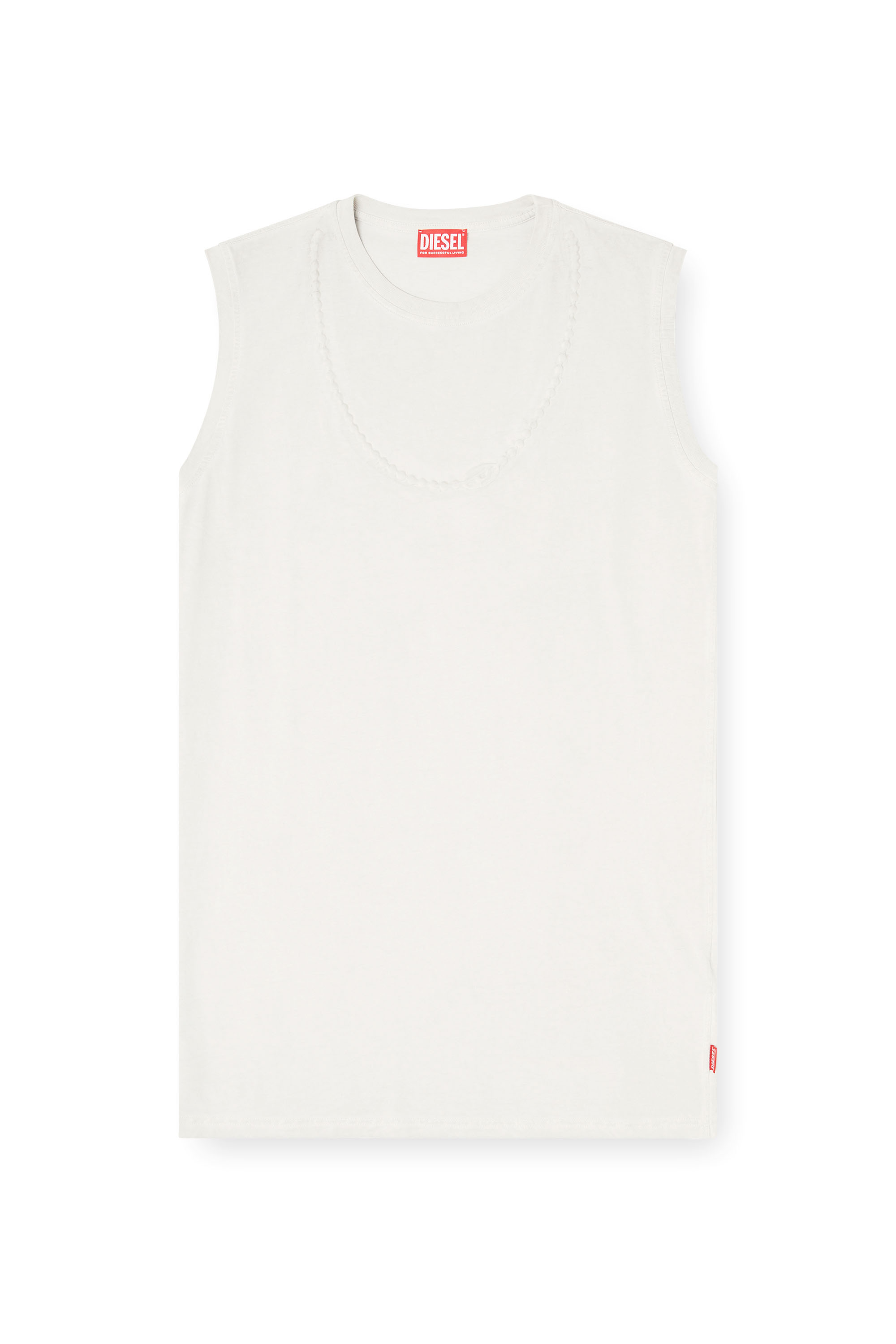 Diesel - D-EMB, Vestido corto de algodón con cadena en relieve Mujer in Blanco - 1