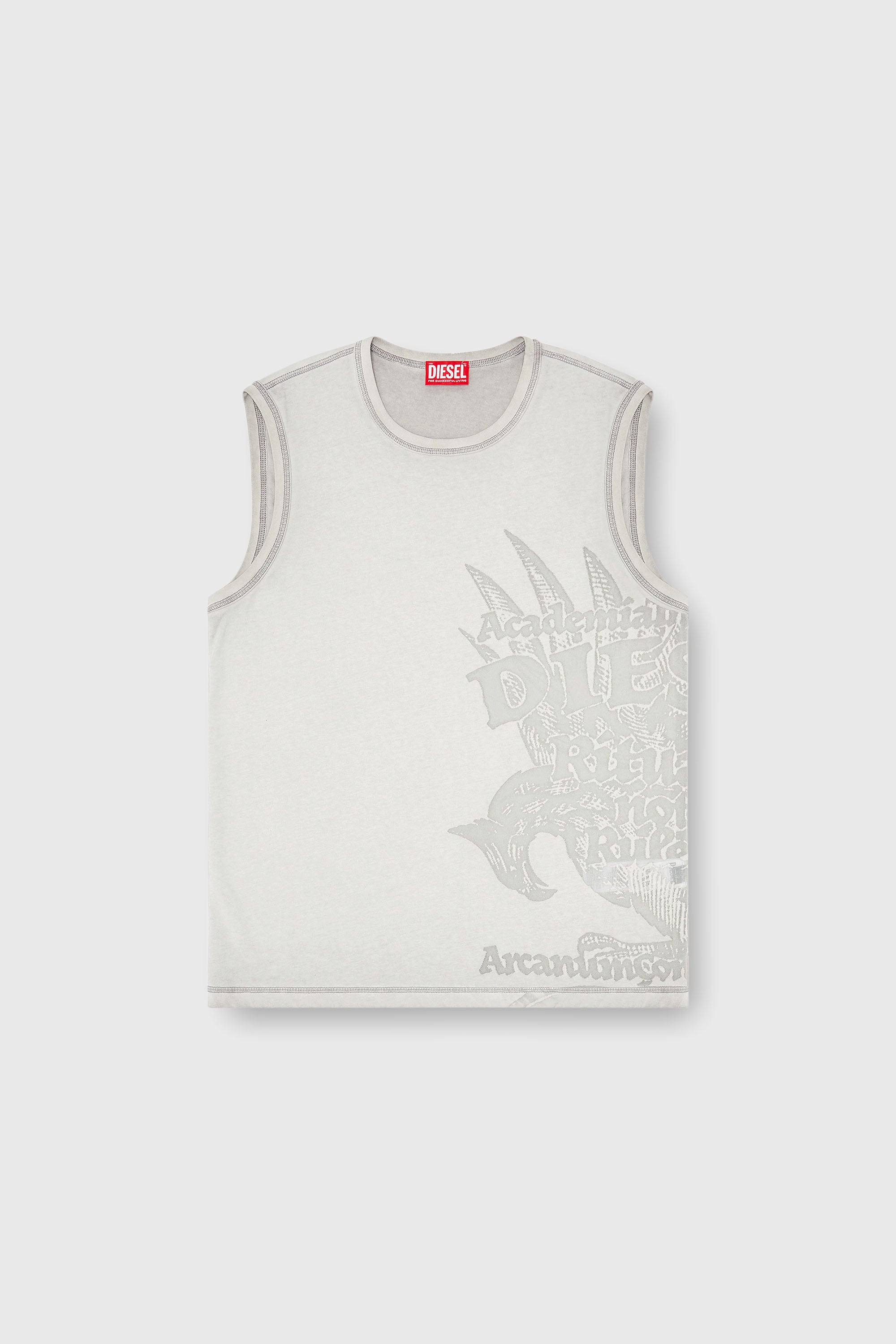 Diesel - T-RAWBISCO, Top sin mangas con gr&aacute;ficos en relieve Hombre in Gris - 2