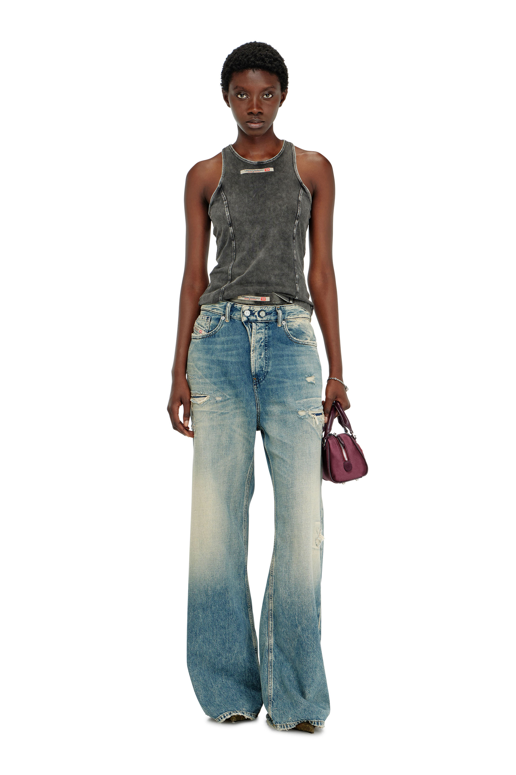 Diesel - IRENE-DNM, Camiseta de algod&oacute;n con efecto tratado Mujer in ToBeDefined - 5