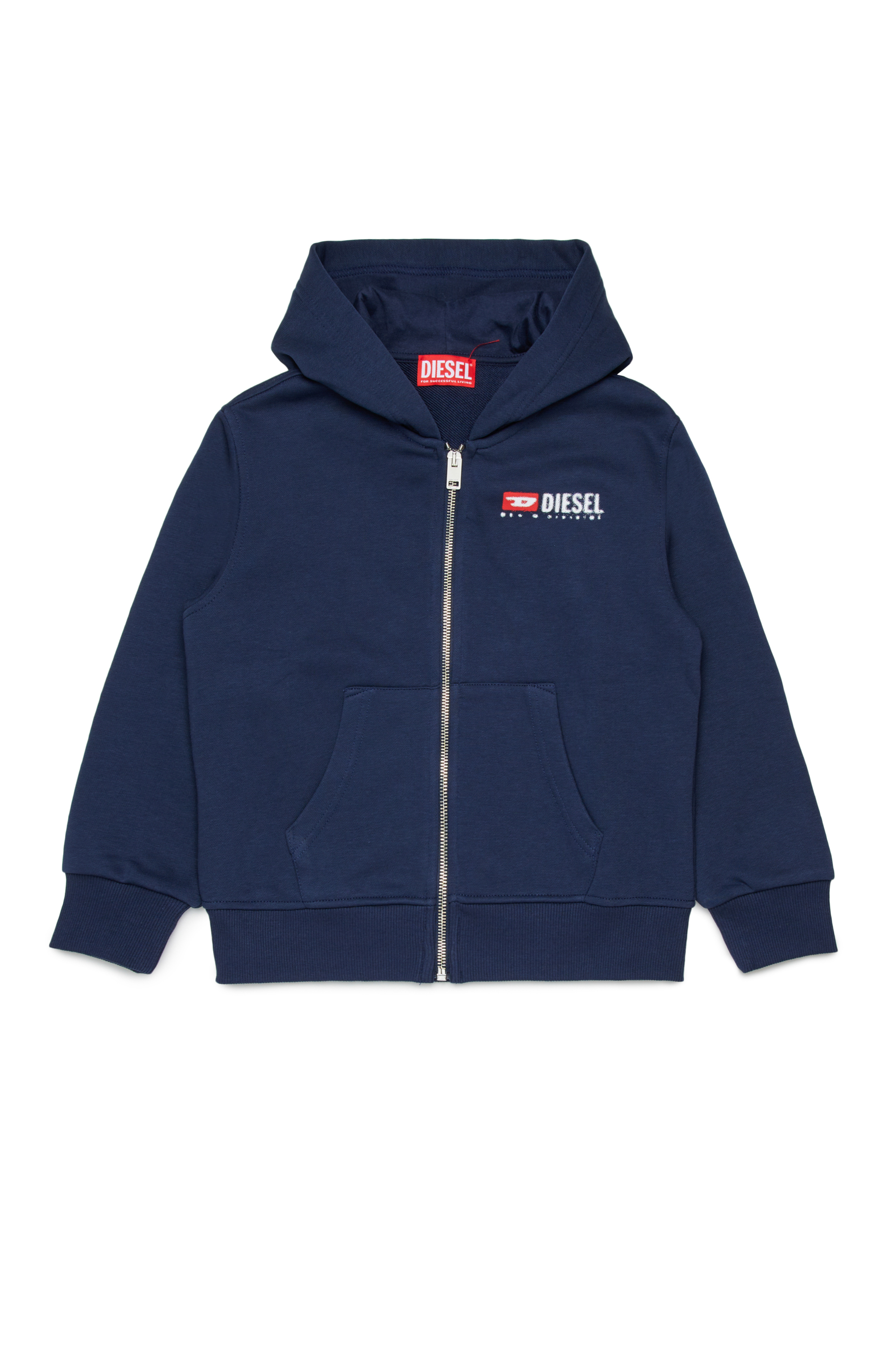 Diesel - SDROPSHOODZ OVER, Sudadera de algodón con cremallera Hombre in Azul marino - 1