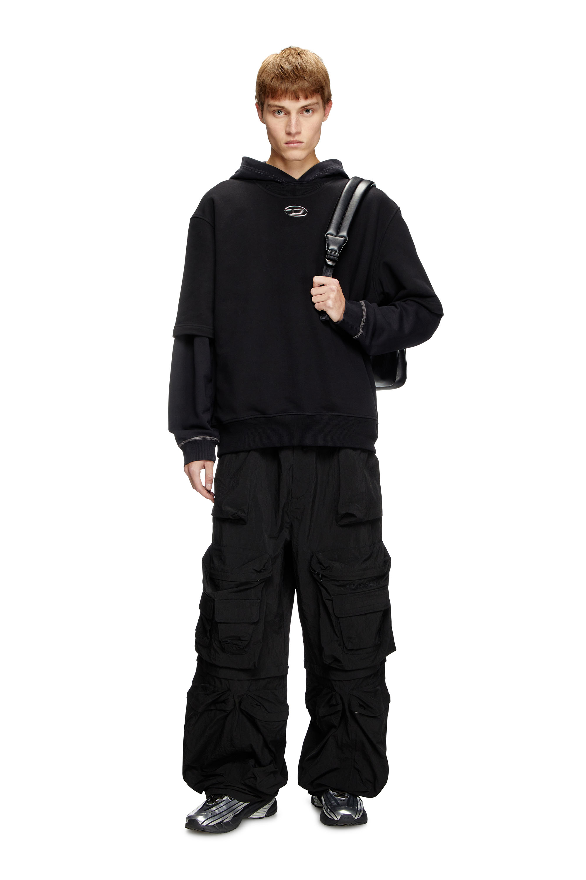 Diesel - S-COOLING-L1, Sudadera de media manga con logotipo metálico Hombre in Negro - 1