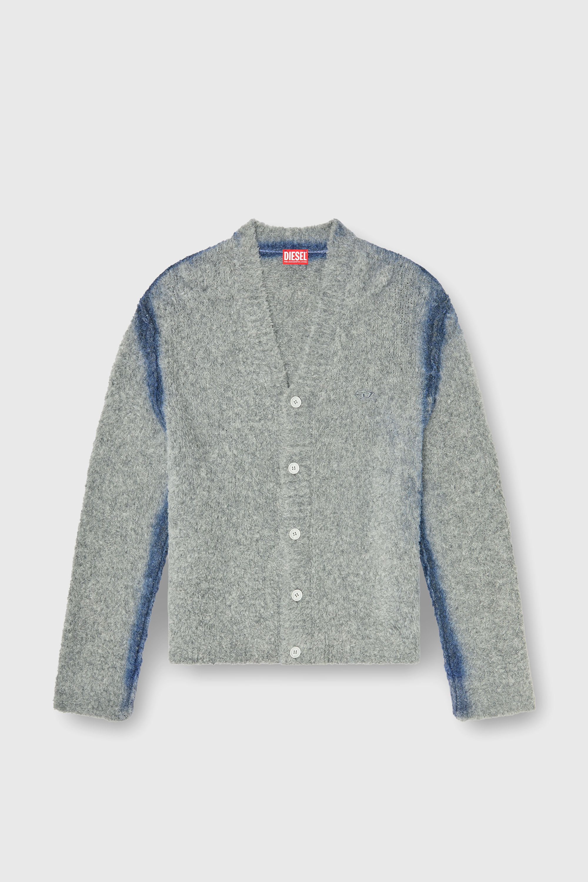 Diesel - K-REMO, C&aacute;rdigan de mezcla de alpaca con costuras te&ntilde;idas efecto spray Hombre in Gris - 2