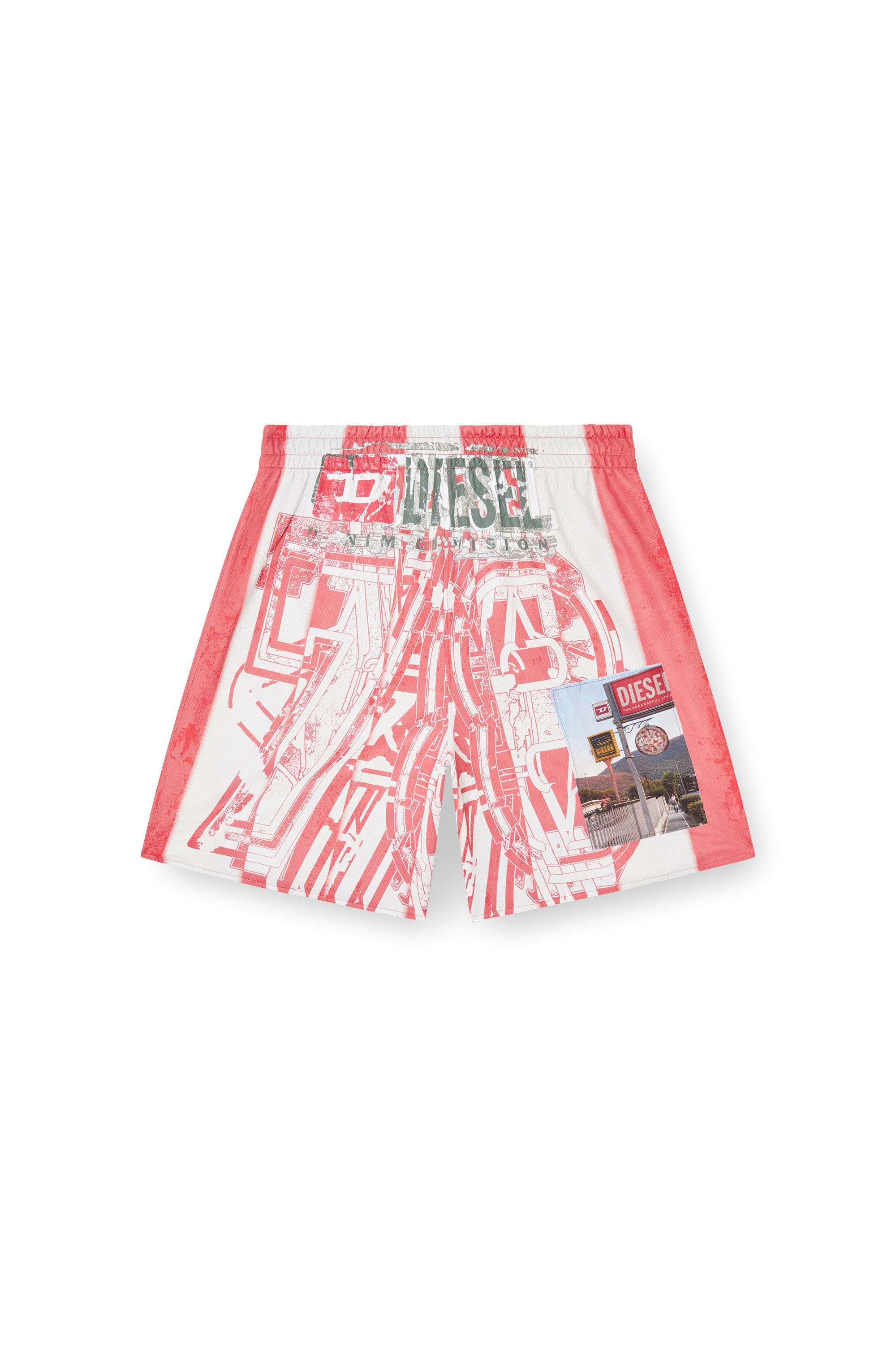 Diesel - P-KURT, Pantalones cortos a rayas con parches fotográficos Hombre in ToBeDefined - 3