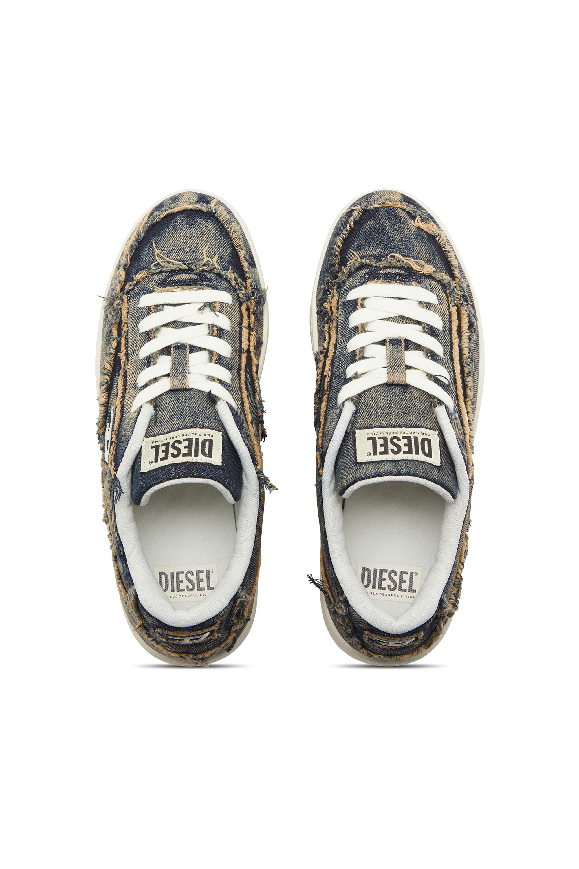 S-TRACKER-D LOW, Azul Diesel - S-TRACKER-D LOW, S-Tracker-D-Deportivas en denim deshilachado con suela transparente Hombre in Azul marino - 4