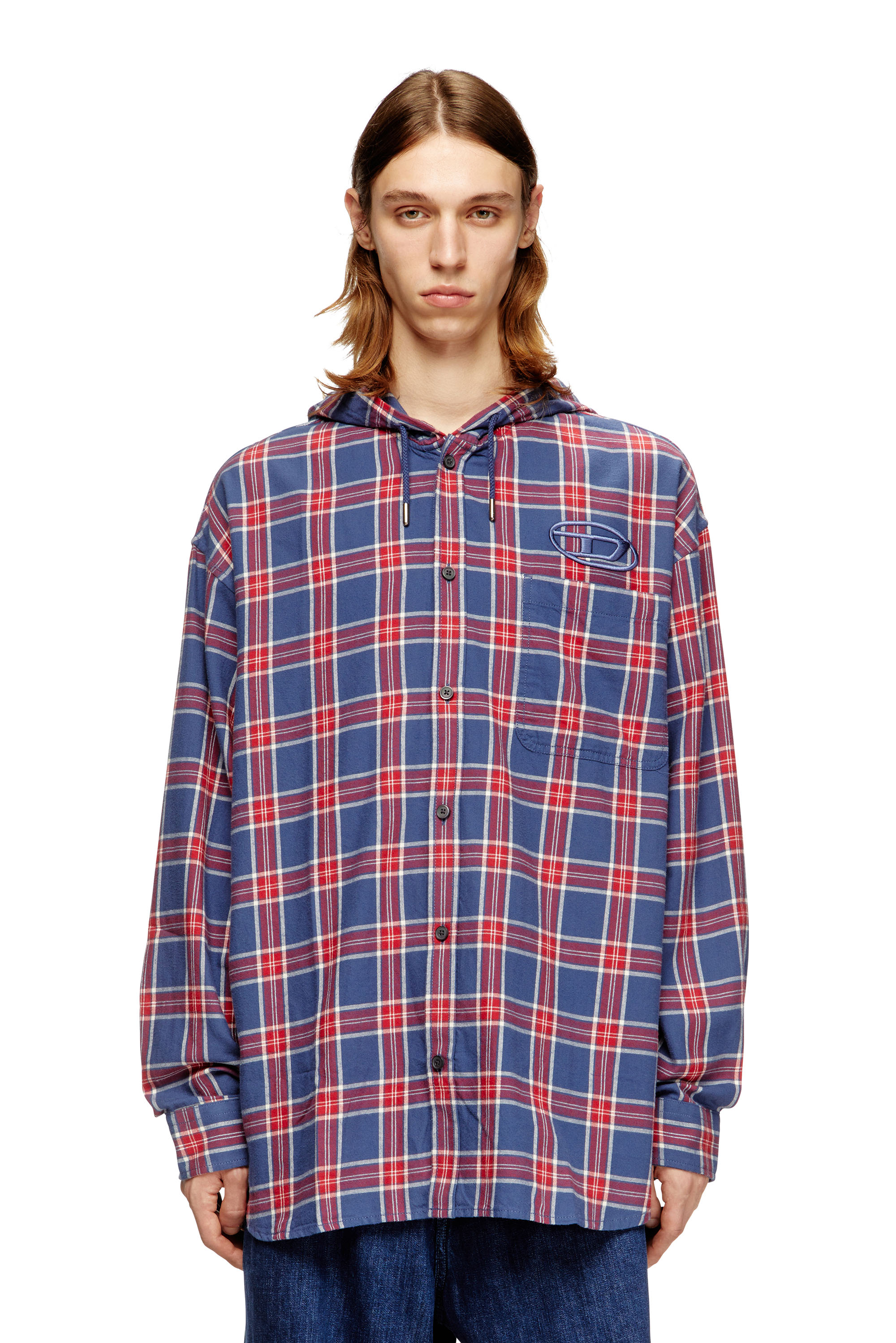 Diesel - S-DEWNY-HOOD-AJFI, Camisa con capucha de algodón y bordado 3D Hombre in Multicolor - 1