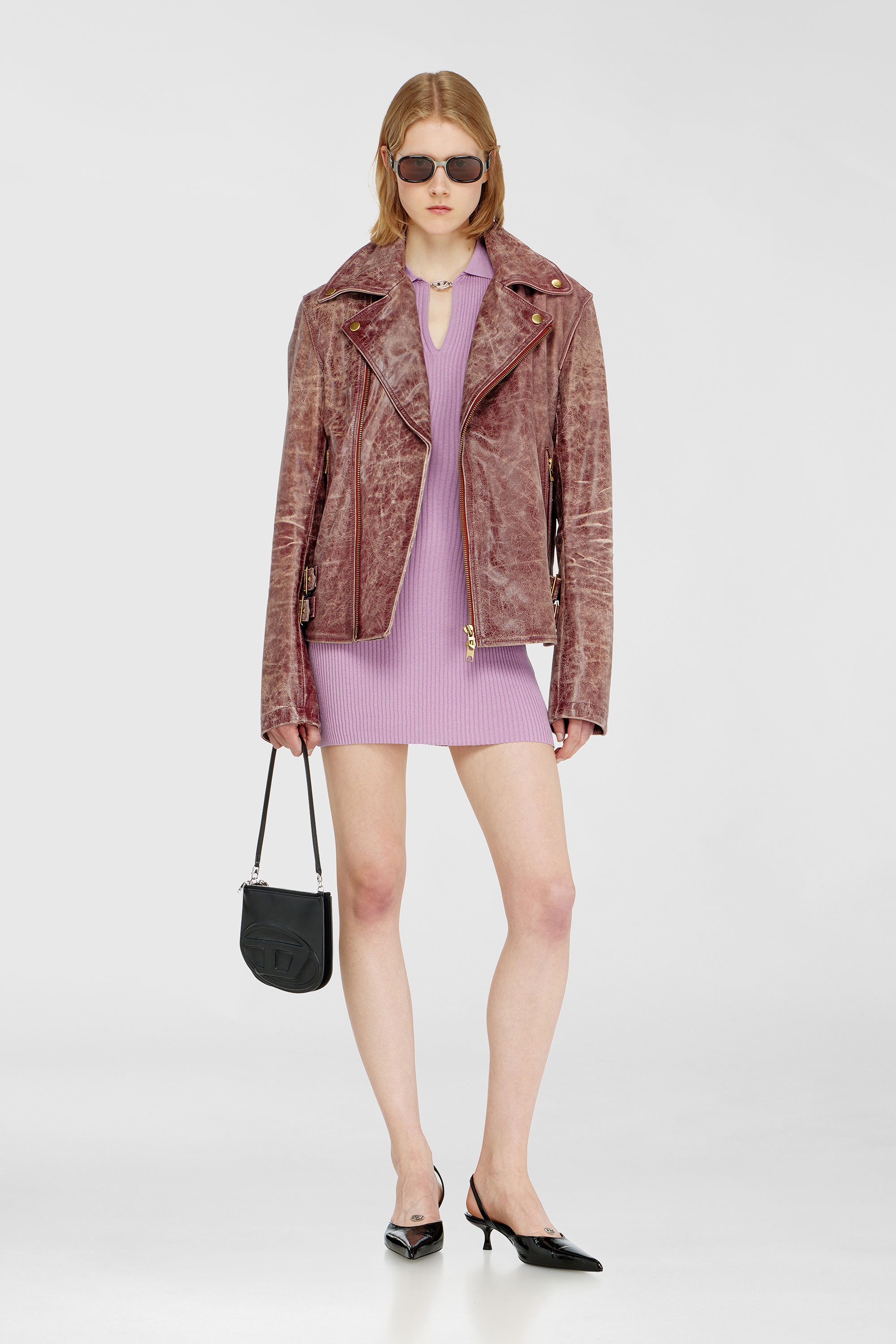 Diesel - M-LILMA, Vestido polo corto de punto acanalado mezcla de seda Mujer in Rosa - 2