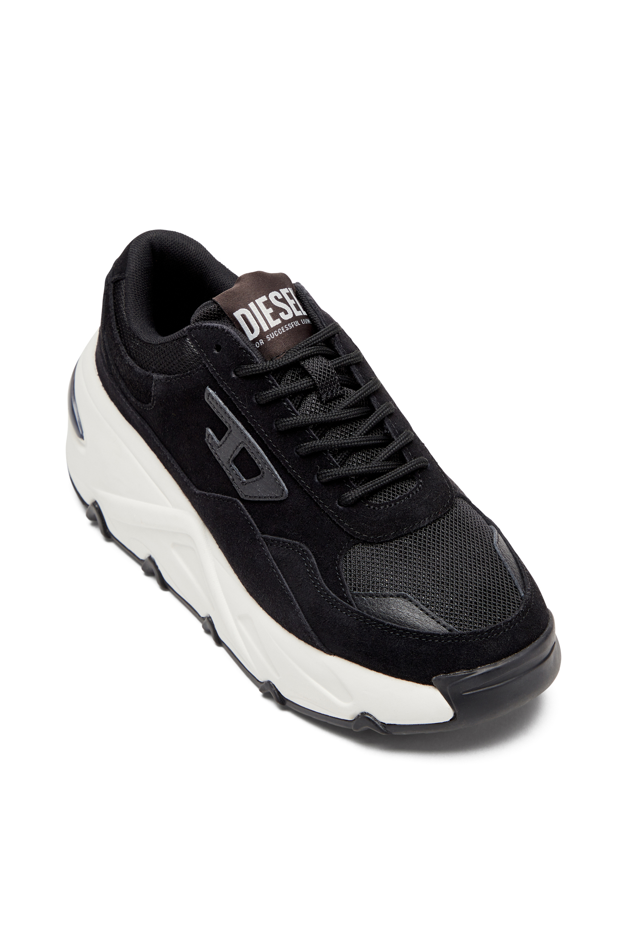 Diesel - S-SAVANNAH W, Deportivas con suela de plataforma en gamuza y malla Mujer in Negro - 6