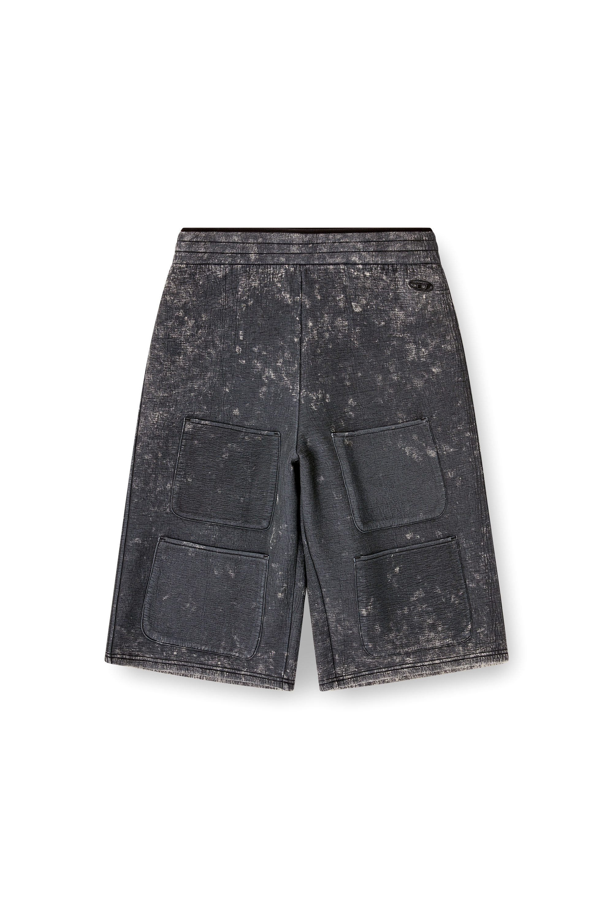 Diesel - S-TYP, Pantalones cortos de pierna ancha en scuba efecto m&aacute;rmol Unisex in Negro - 2