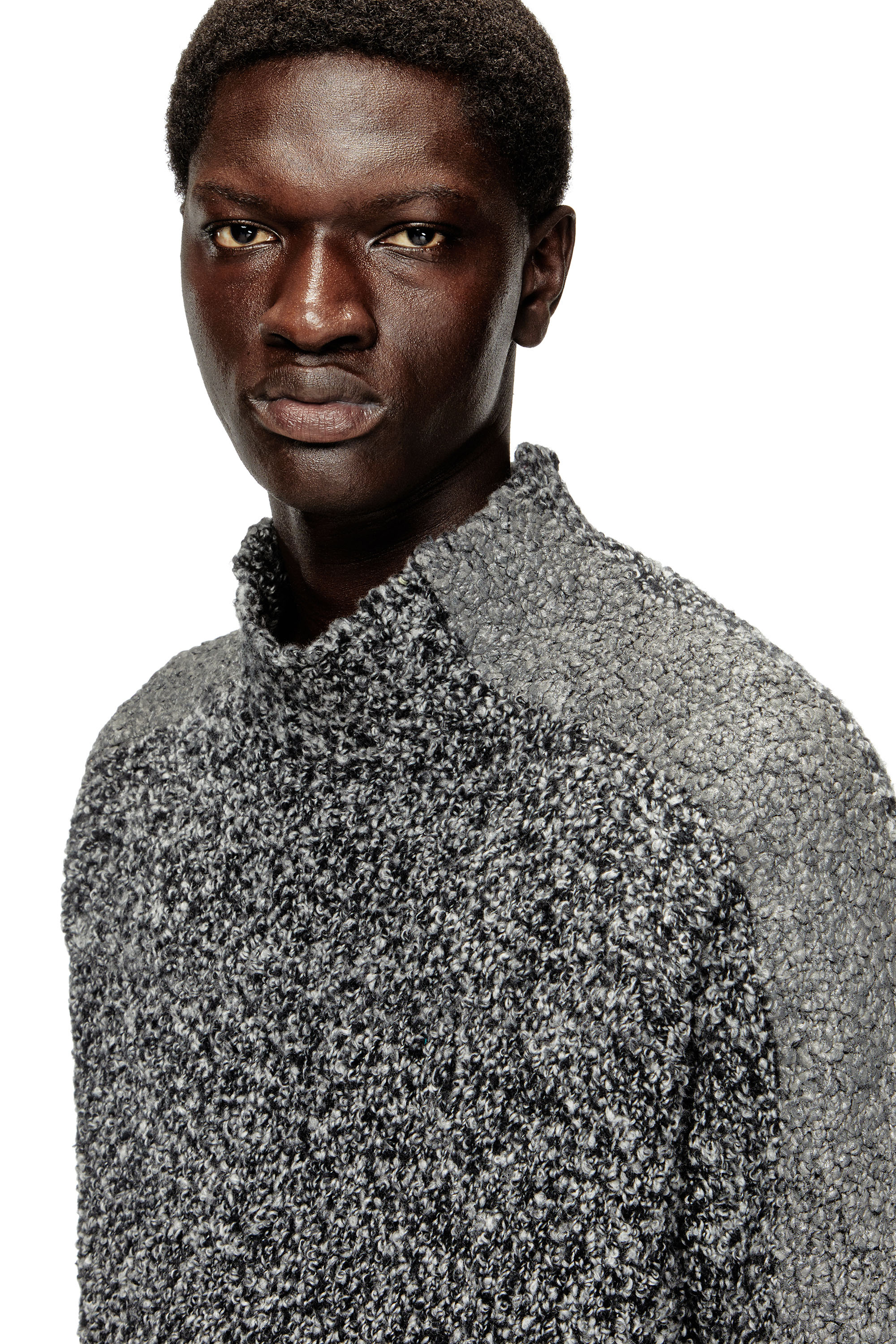 Diesel - K-ERLAND, Jersey de punto bouclé con bandas en las mangas Hombre in Negro - 5