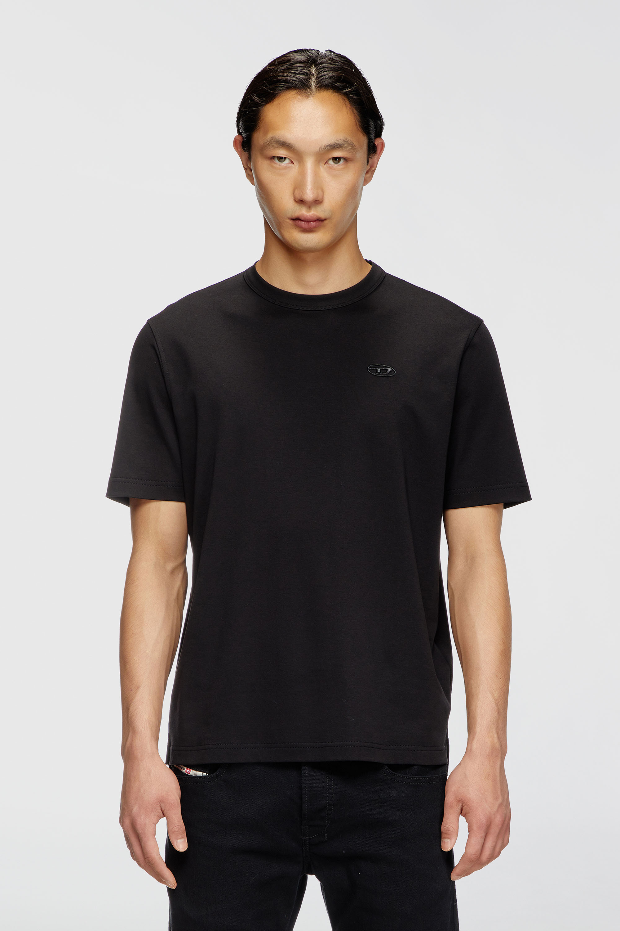 Diesel - T-ADJUST-SLITS-R17, Camiseta con bordado de logotipo a tono Hombre in Negro - 1