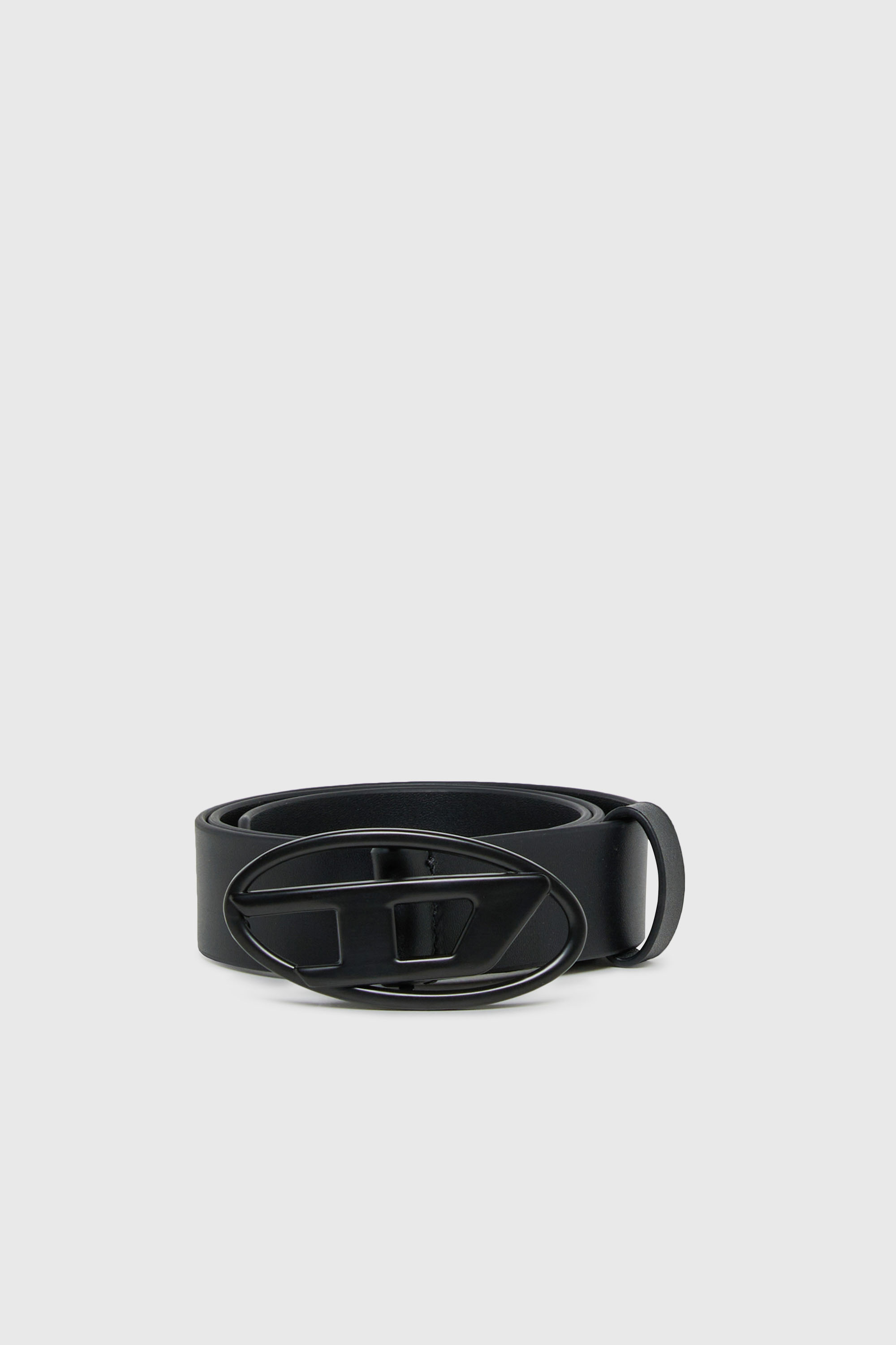 Diesel - B1DRN, Cintur&oacute;n de piel de 3 cm con hebilla Oval D Unisex in Negro - 1