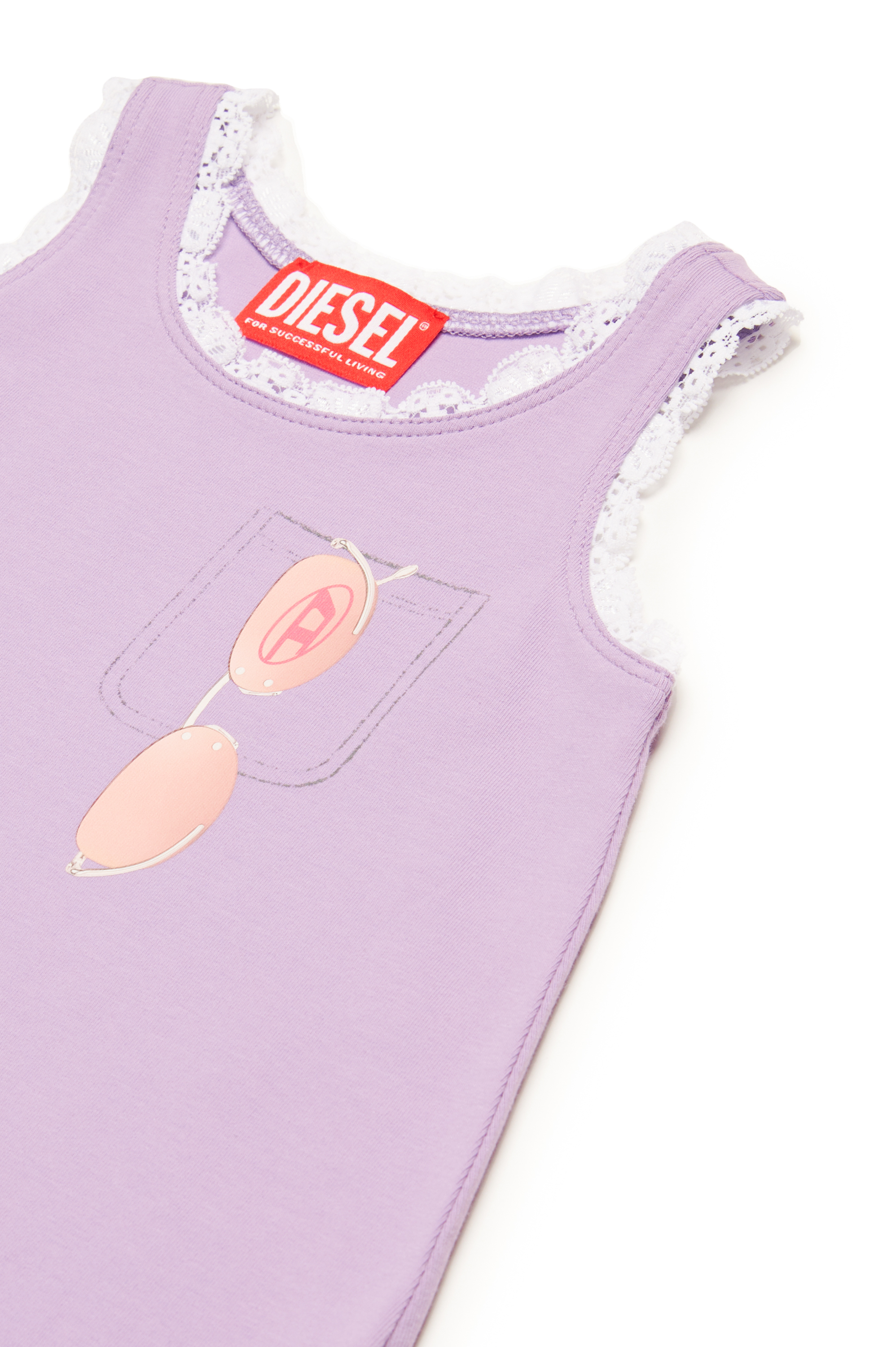 Diesel - DLACEB, Vestido con ribete de encaje y estampado de gafas de sol Mujer in Morado - 3