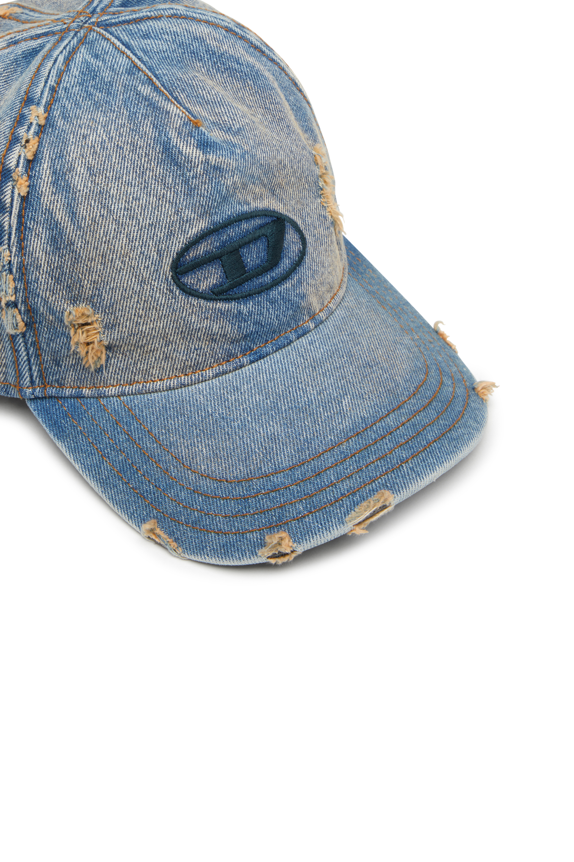 Diesel - C-ENIC, Gorra vaquera con detalles deshilachados y logotipo bordado. Hombre in Azul marino - 3