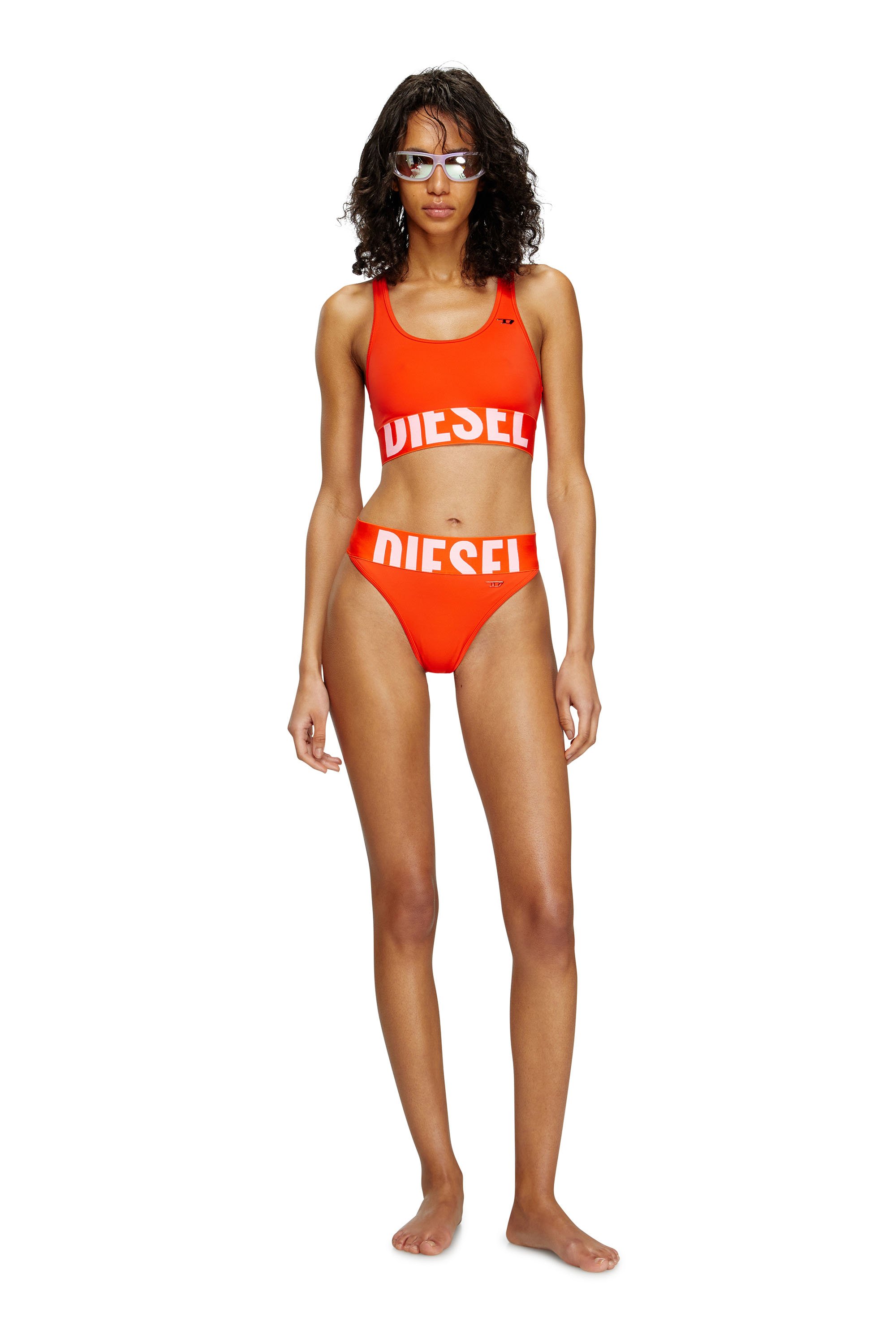 Diesel - LOLA-D-POP, Braguitas de bikini con logotipo cortado Mujer in Naranja - 1