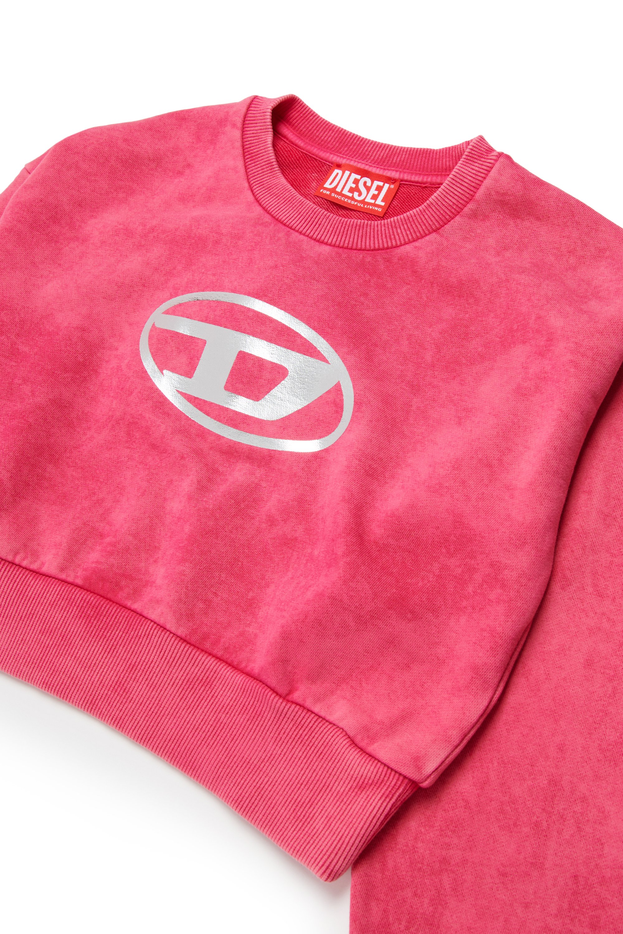 Diesel - SLEMPY, Sudadera marmoleada con logotipo metálico Mujer in Rosa - 3