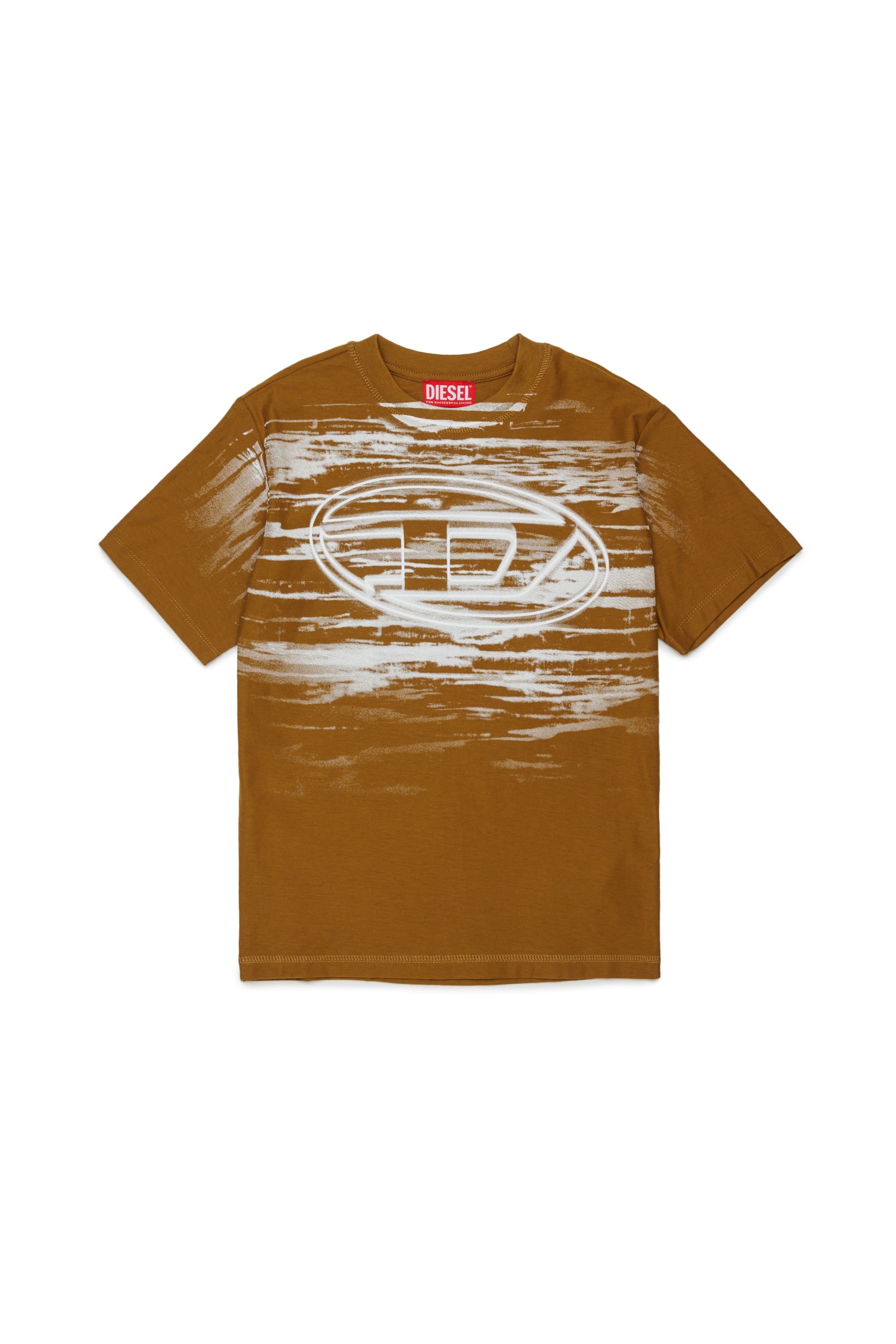 Diesel - TFRIT OVER, Camiseta con logo Oval D y efecto jaspeado Hombre in Marr&oacute;n - 1