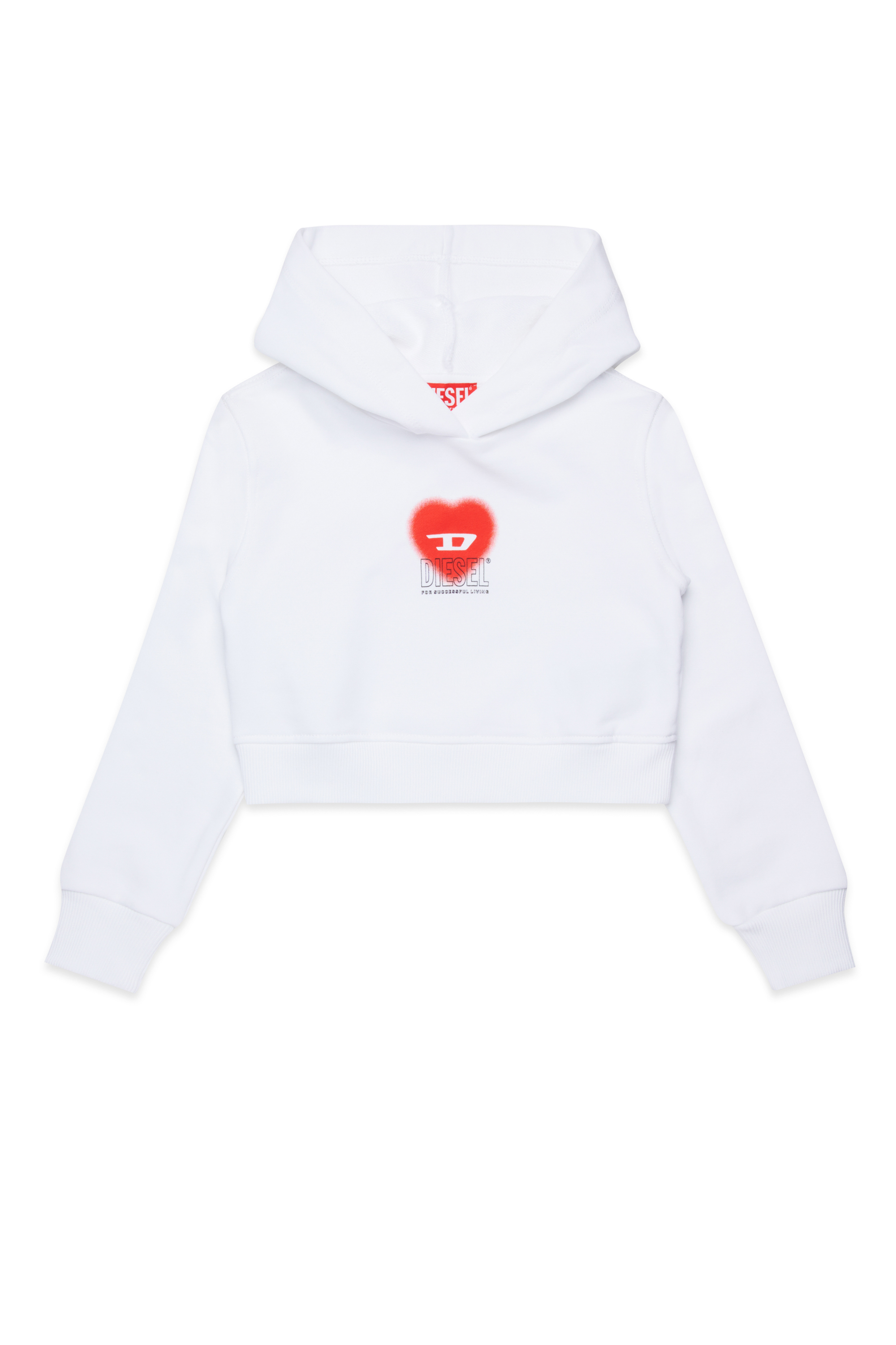 Diesel - SCUOREHOOD, Sudadera con capucha recortada con logotipo de corazón Mujer in Blanco - 1