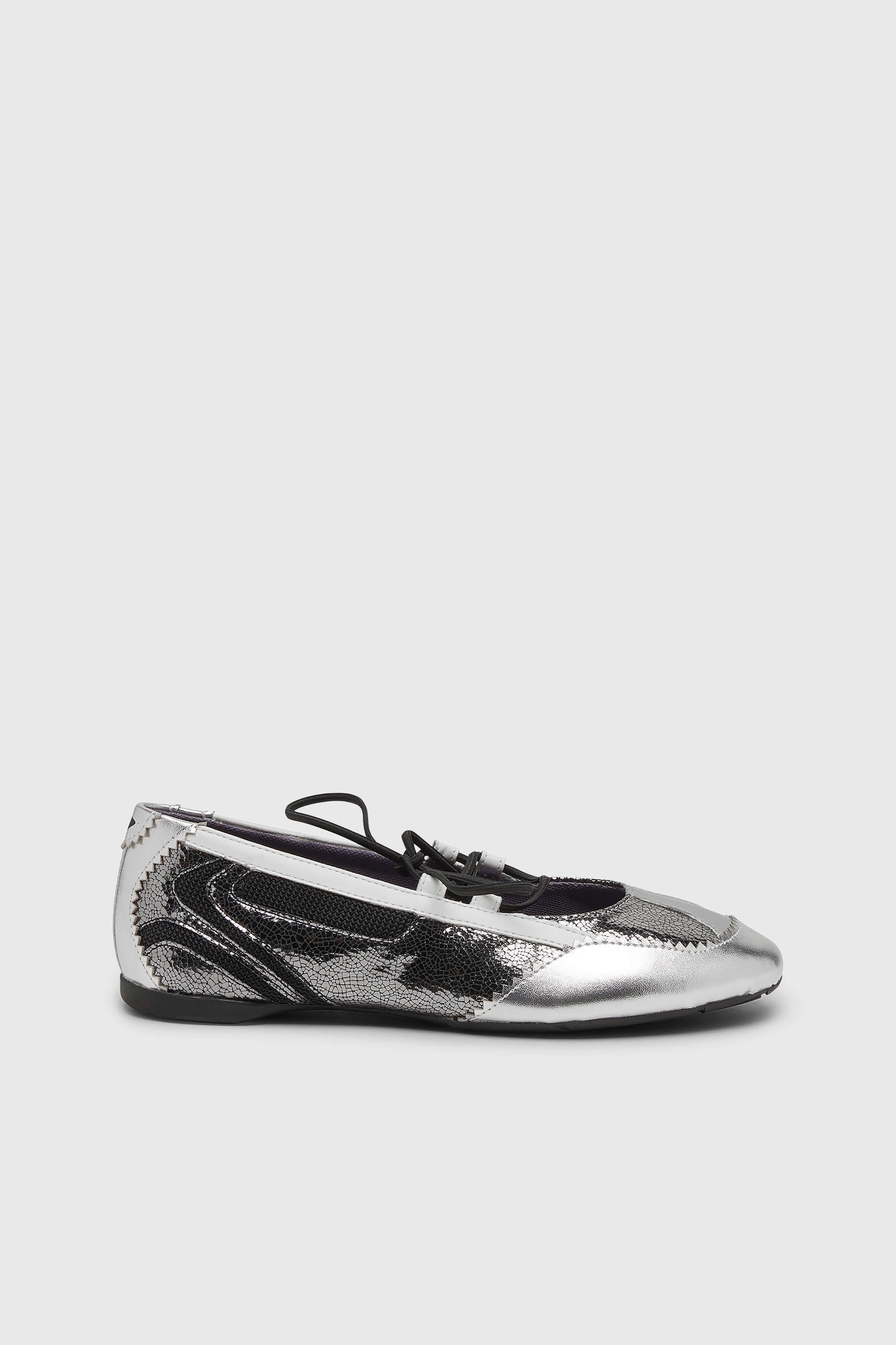Diesel - D-MILE BALLERINA LACE UP W, D-Mile-Bailarinas con cordones met&aacute;licos Mujer in Plateado - 1