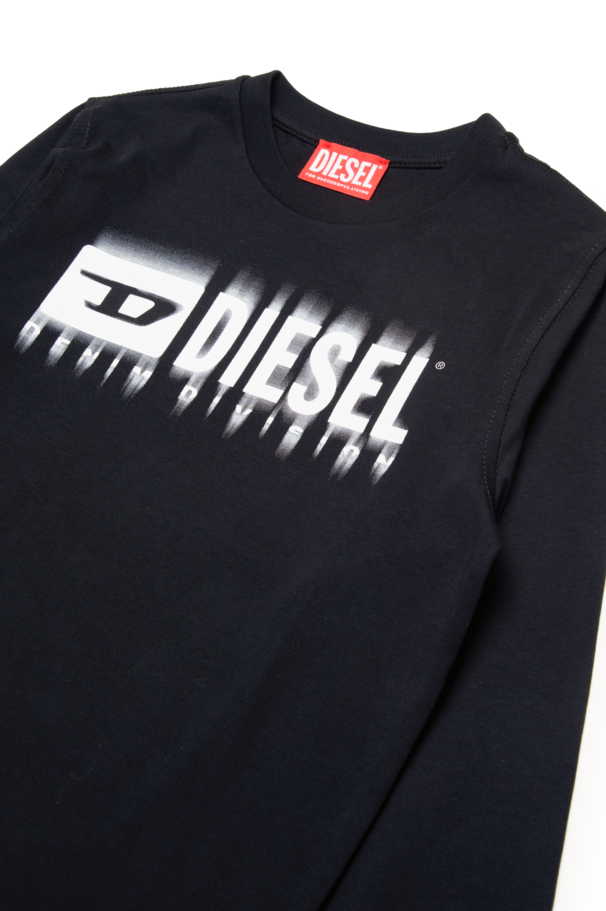 Diesel - TDIEGORL6LS, Camiseta de manga larga con logotipo manchado Hombre in Negro - 3