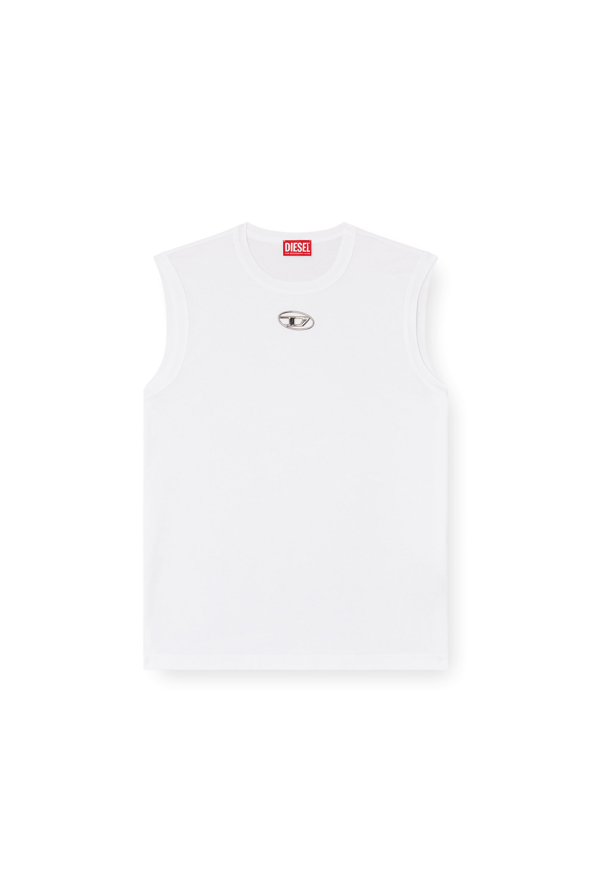 Diesel - T-BISCO-OD, Camiseta con tirantes con logotipo Oval D metálico Hombre in Blanco - 3