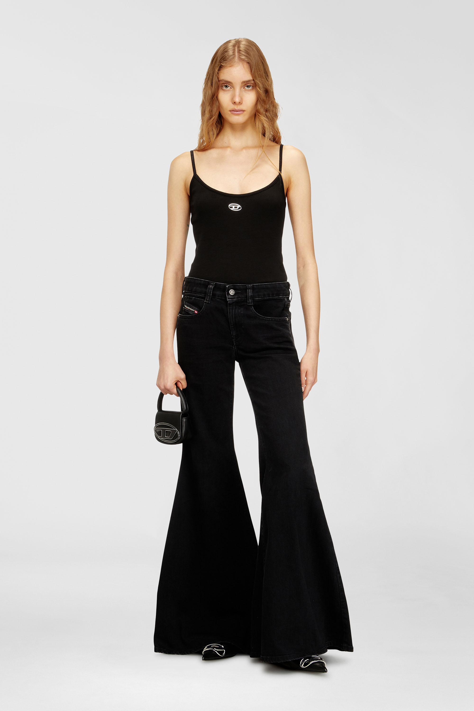 Diesel - 1DR XS, 1DR XS-Minibolso ic&oacute;nico con placa D logo Mujer in Negro - 2