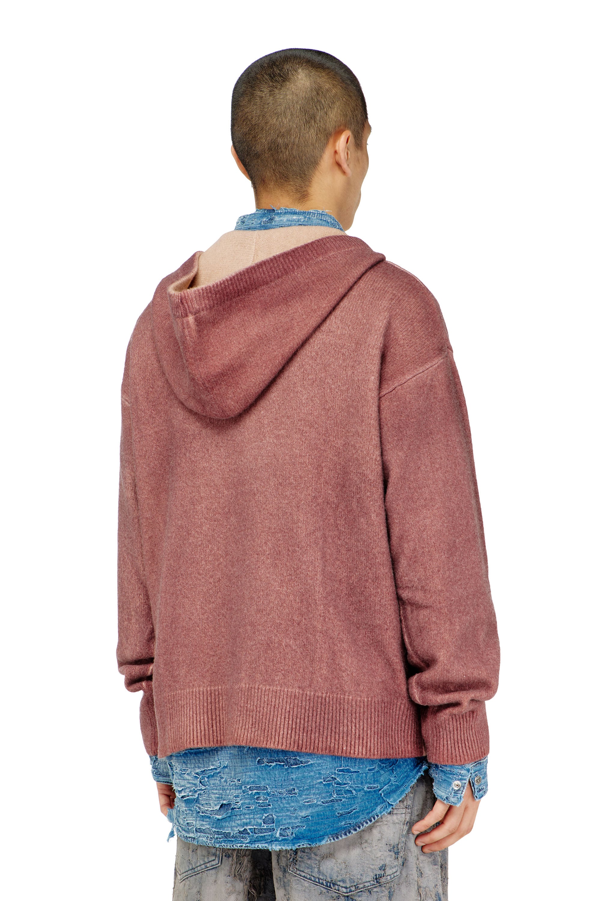 Diesel - K-PICKLED, Sudadera con capucha te&ntilde;ida doble en punto mezcla de lana Hombre in ToBeDefined - 4