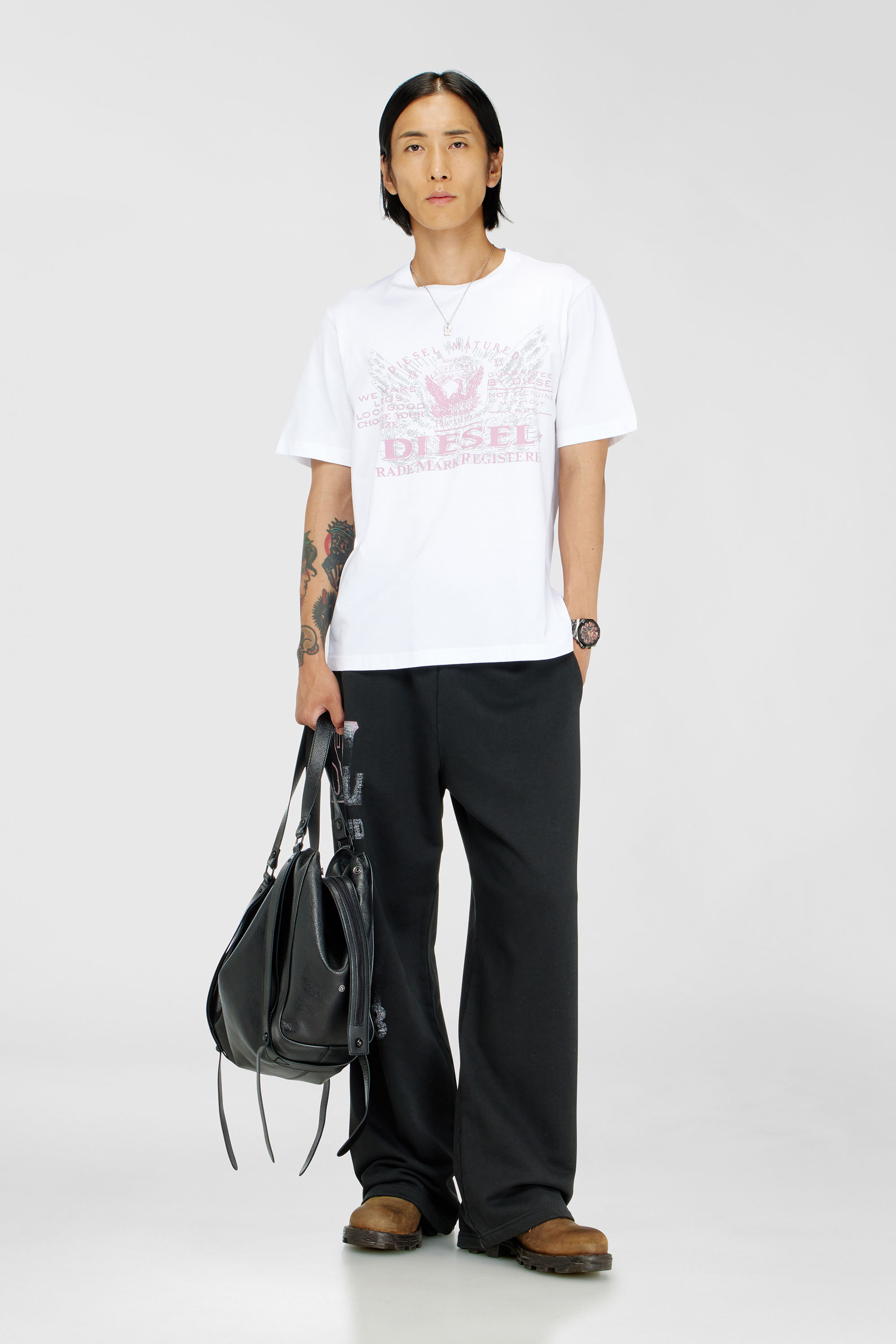 Diesel - T-JUST-FENIX-T92, Camiseta de algod&oacute;n con estampado gr&aacute;fico Hombre in Blanco - 1