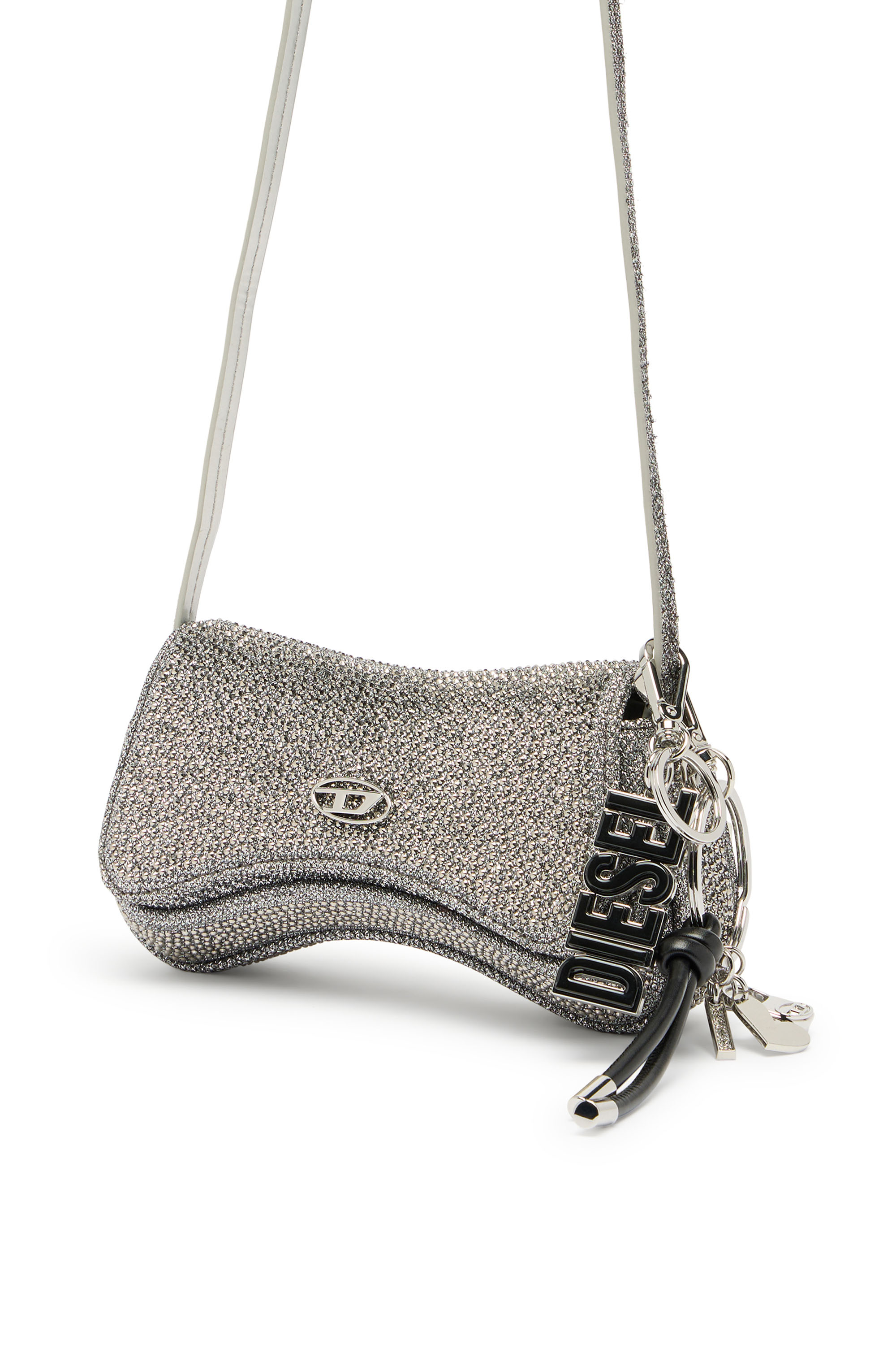 Diesel - PLAY CROSSBODY XS, Play-Bolso bandolera mini en Lurex de cristal Mujer in Plateado - 2