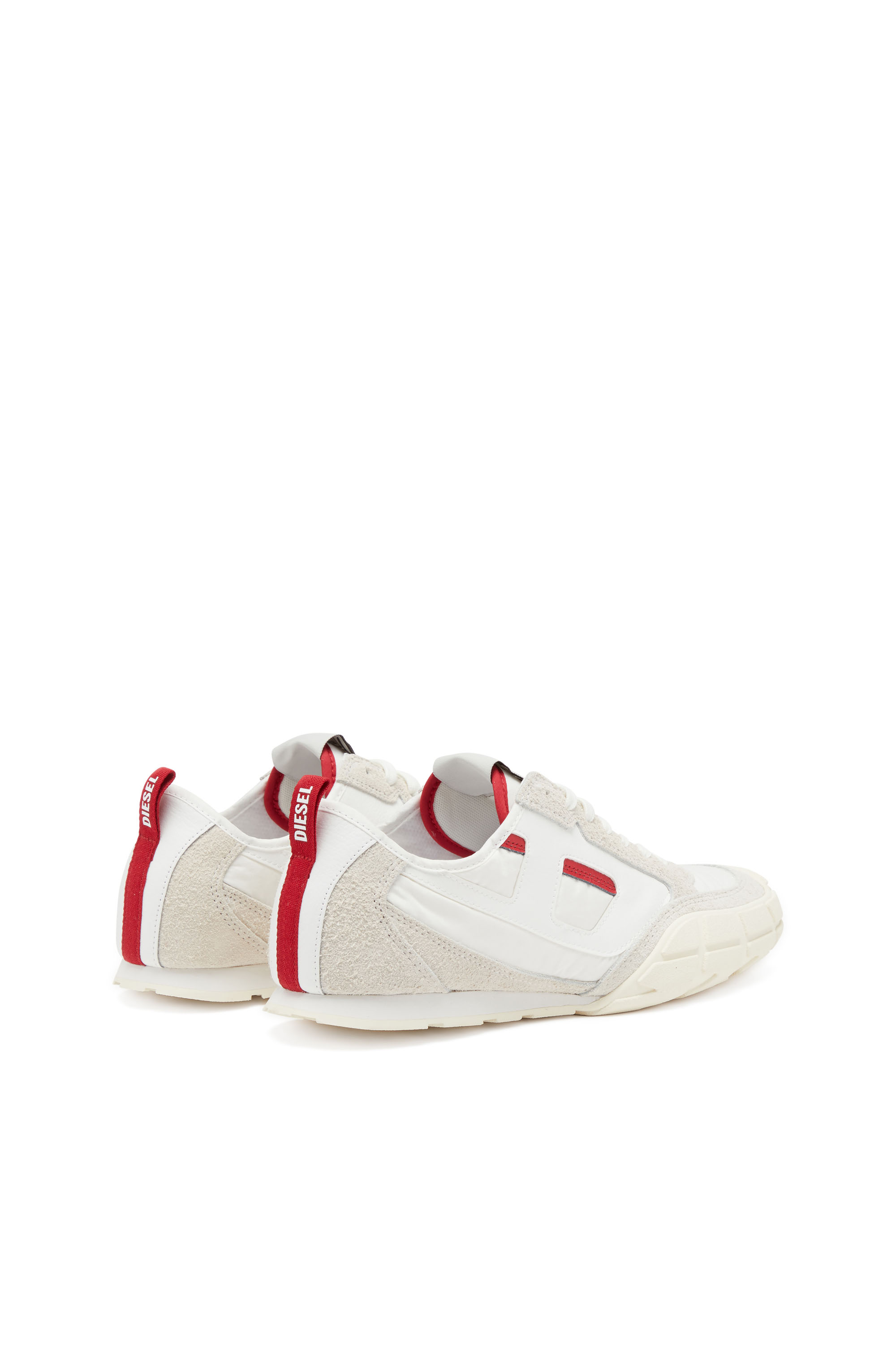Diesel - S-PAGODHA LOW, Man's Sneakers in leather, suede and ripstop in White/Red - 3