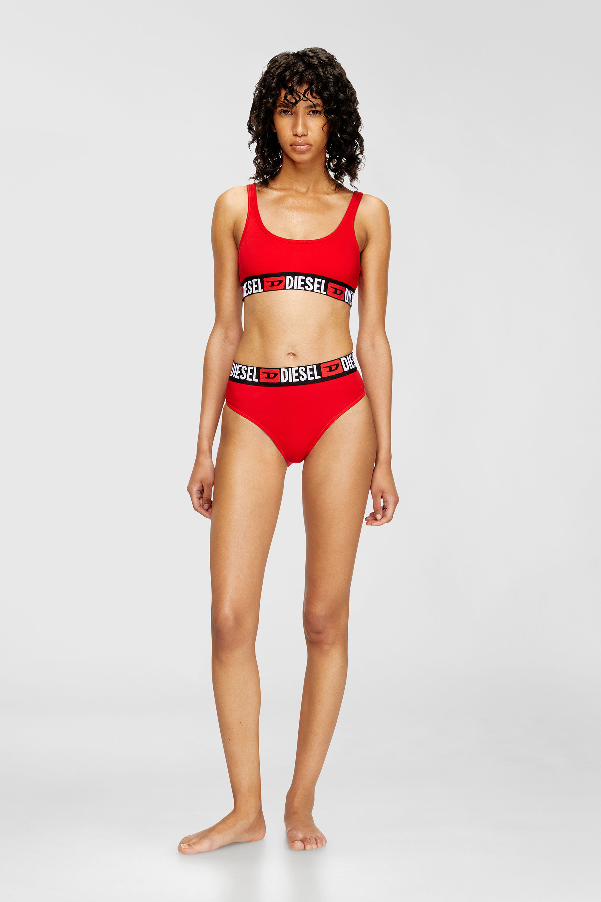 Diesel - UFSB-ORIBA, Bralette con banda con logotipo Mujer in Rojo - 1