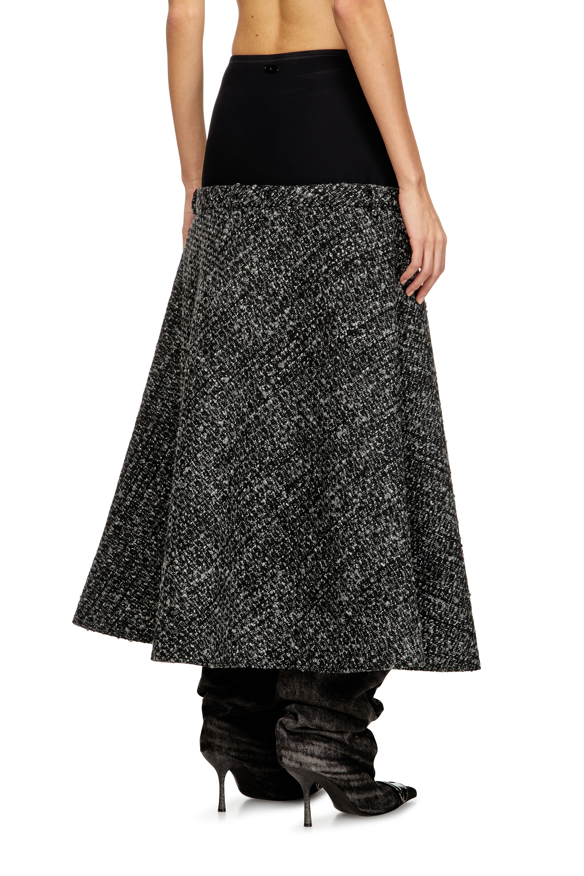 Diesel - O-GRACE, Falda bouclé con cintura elástica Mujer in Negro - 4