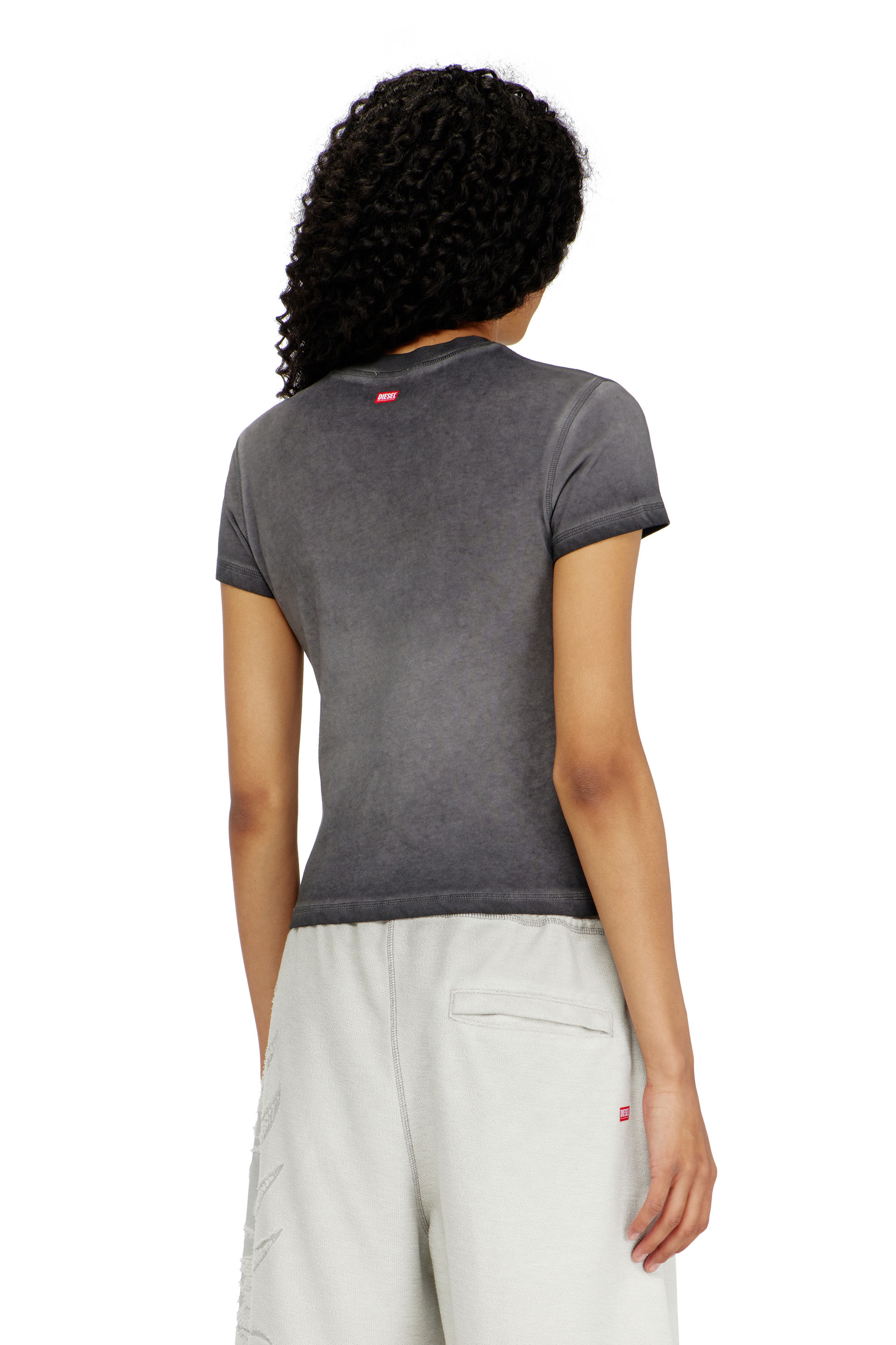Diesel - T-ILA-AA7, Camiseta slim con d&eacute;vor&eacute; Phoenix Mujer in Gris - 4