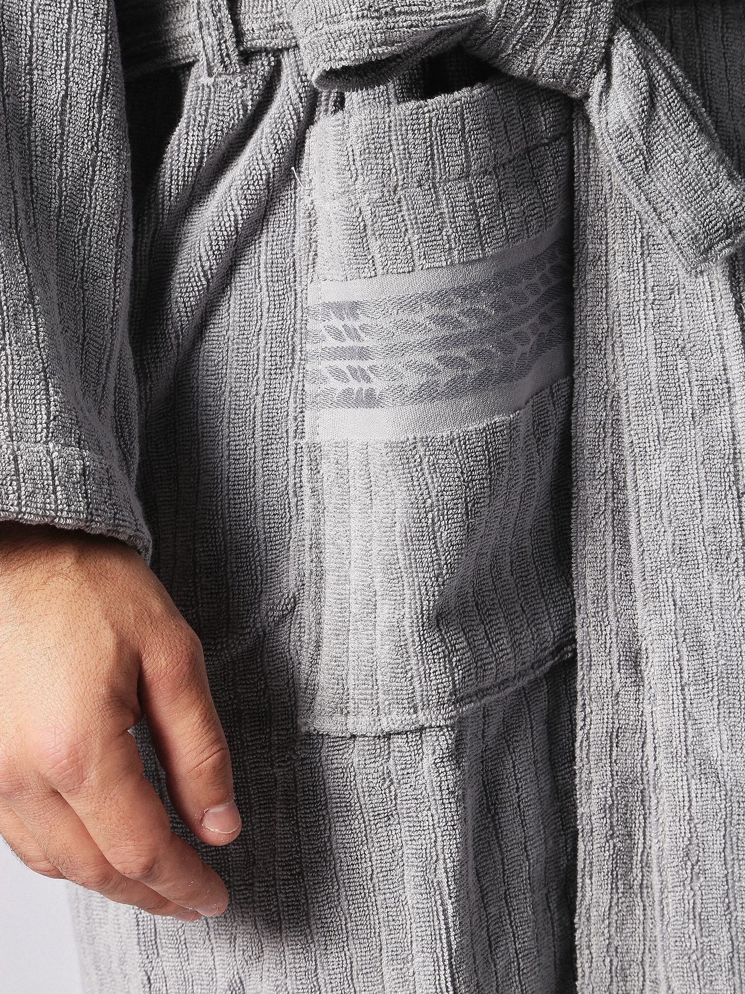 Diesel - 72344 SOLID size L/XL, Albornoz gris con bolsillos decorados, talla l/xl Unisex in Gris - 4