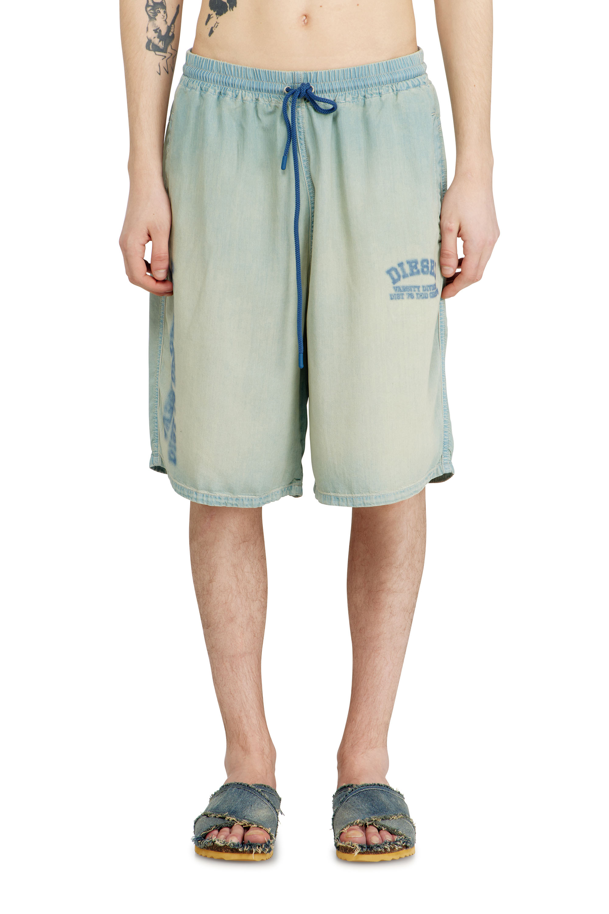 Diesel - D-ENIMOS-SHORT-S2, Shorts de denim fluido con efecto suciedad. Unisex in ToBeDefined - 1