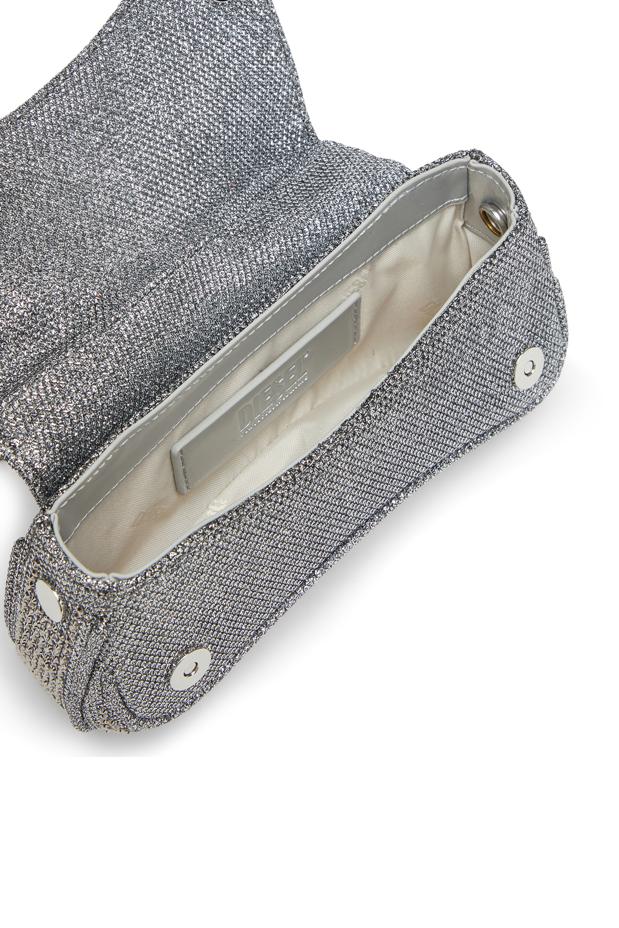 Diesel - PLAY CROSSBODY XS, Play-Bolso bandolera mini en Lurex de cristal Mujer in Plateado - 3