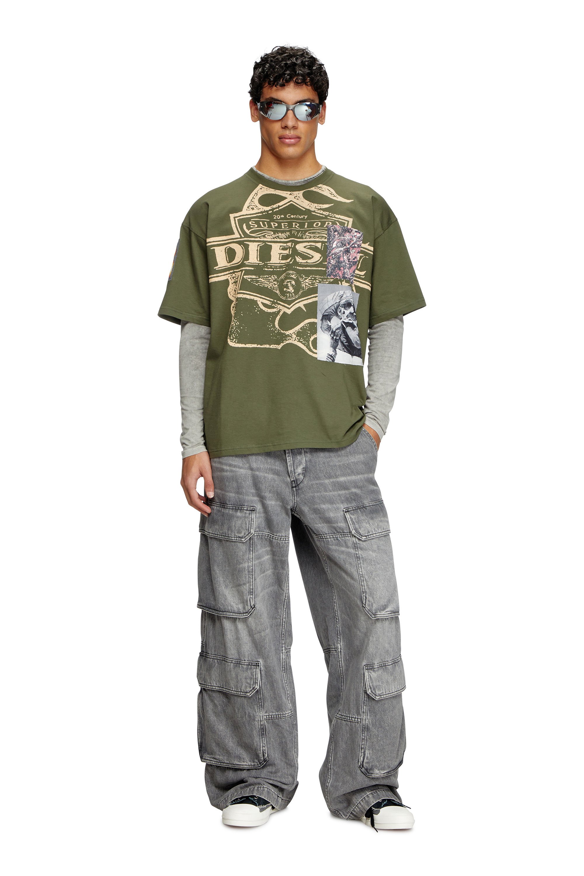 Diesel - T-BOXT-SLITS-R8, Camiseta con detalles de parche Hombre in Verde - 2