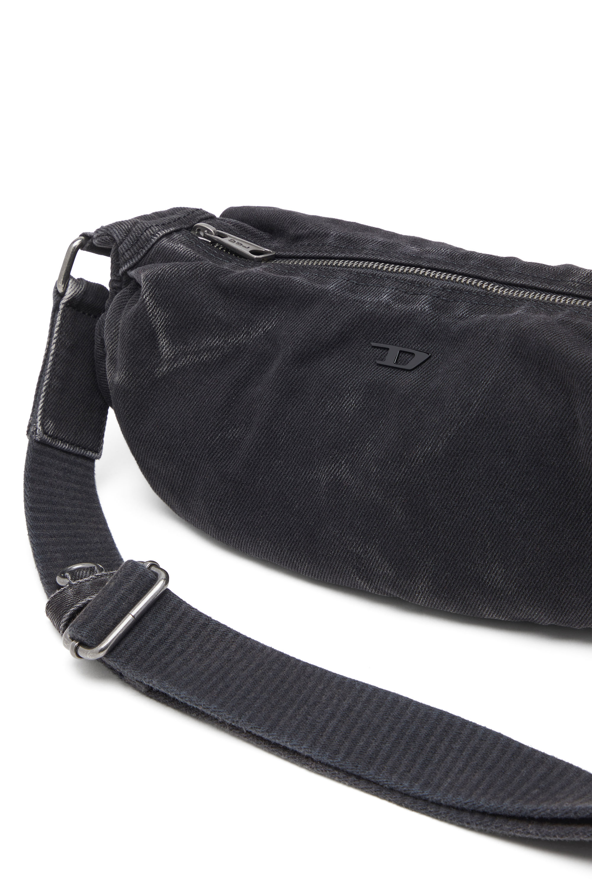 Diesel - RAVE CROSSBODY X, Rave-Bandolera pequeña en denim descolorido Hombre in Negro - 5