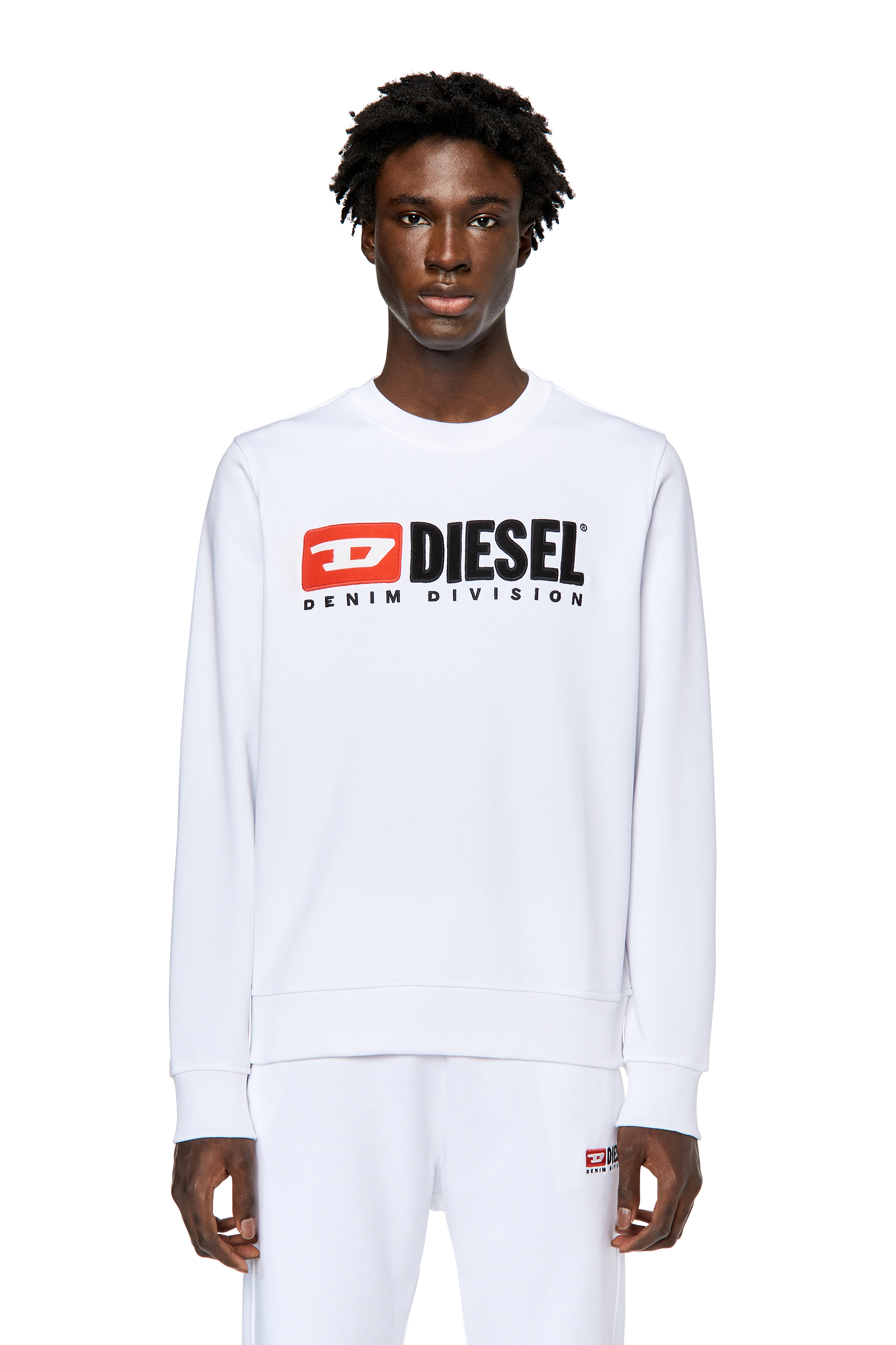 Diesel - S-GINN-DIV, Man Sweatshirt with logo appliqué in White - Image 1