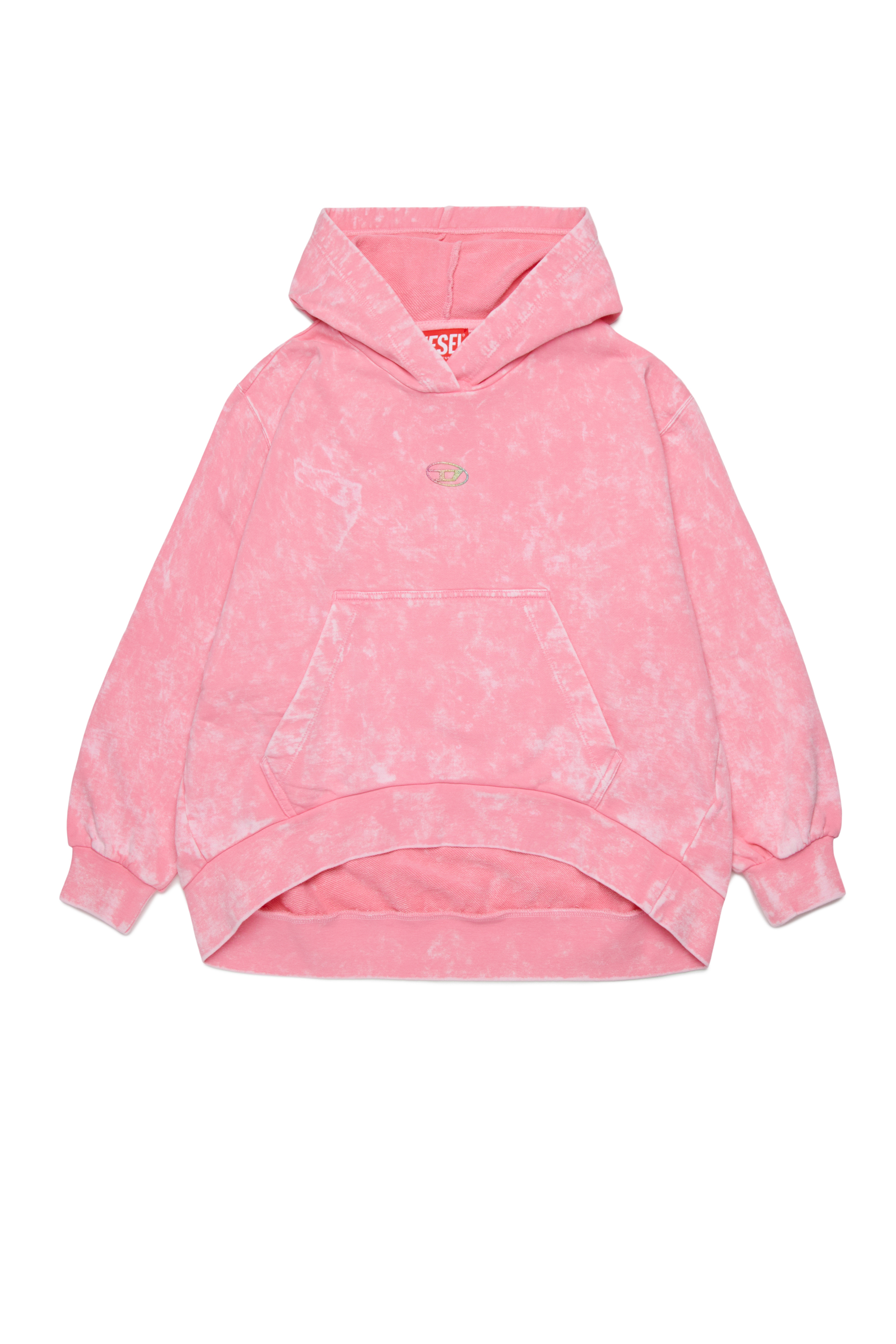 Diesel - SALIA, Sudadera con capucha de algod&oacute;n con efecto lavado oscuro Mujer in Rosa - 1