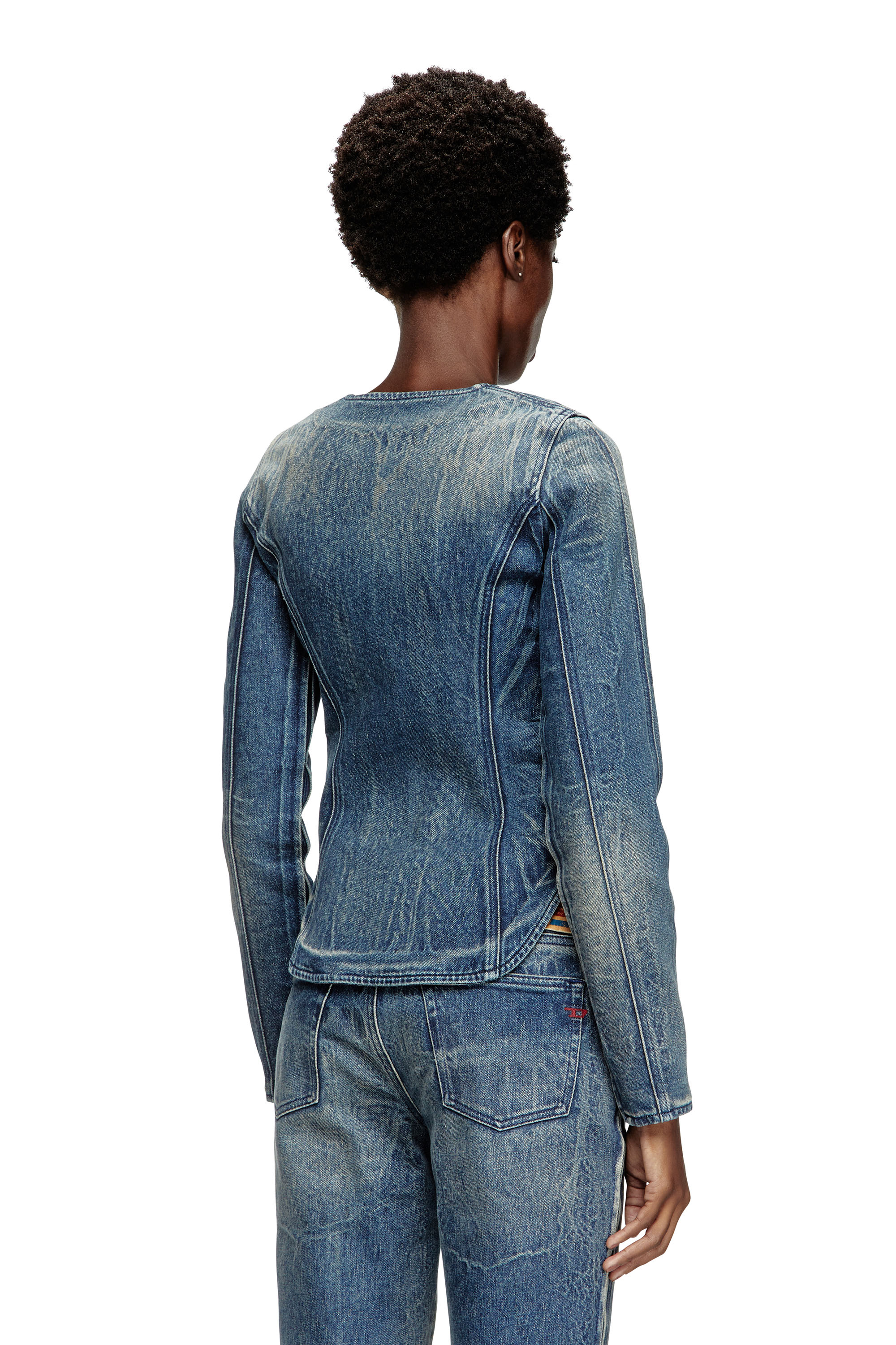 Diesel - DE-GARY-FSG, Chaqueta de denim con relieve tipo fantasma Mujer in Azul marino - 4