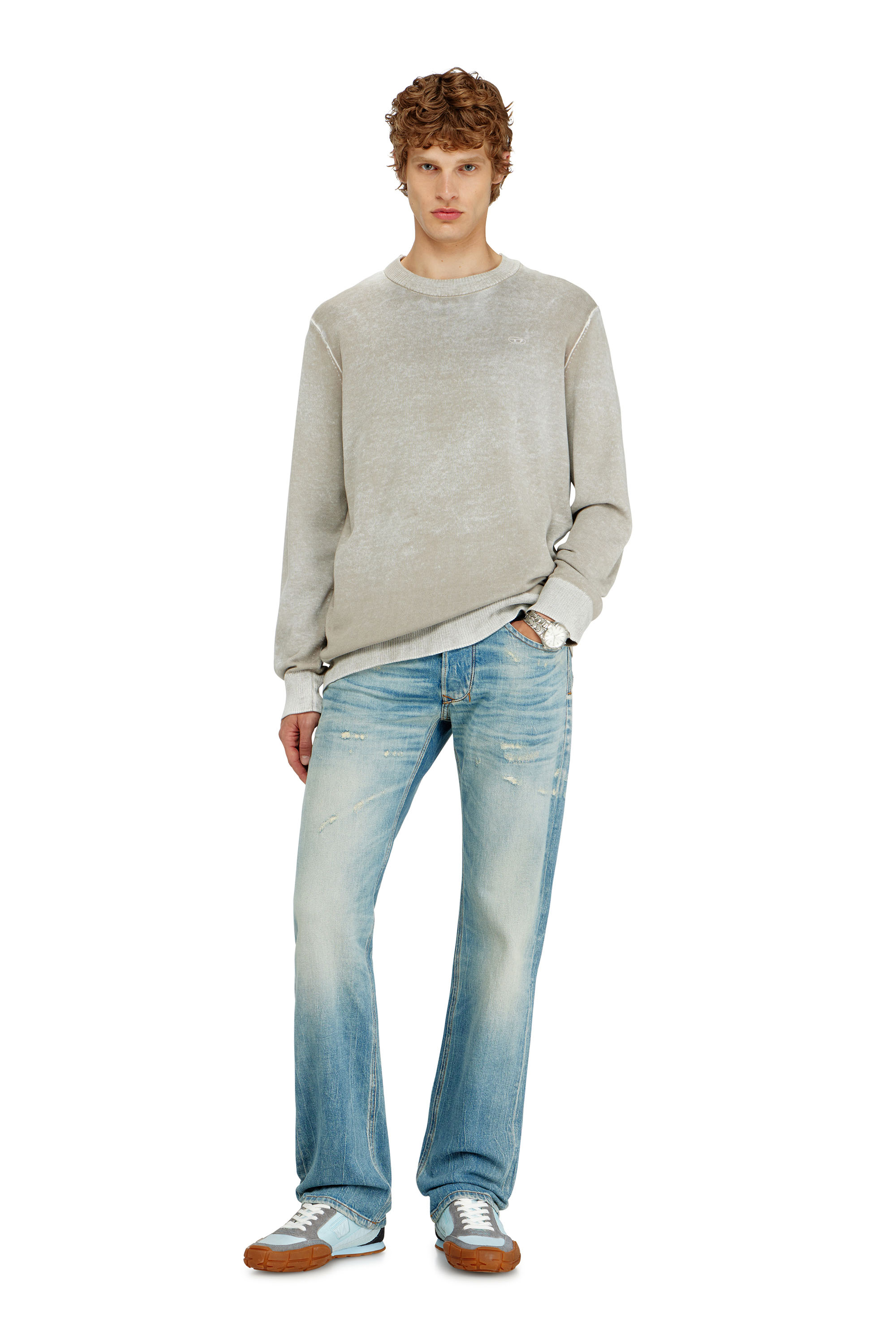 Diesel - K-LAURENT, Jersey con estampado inverso descolorido Hombre in Gris - 2