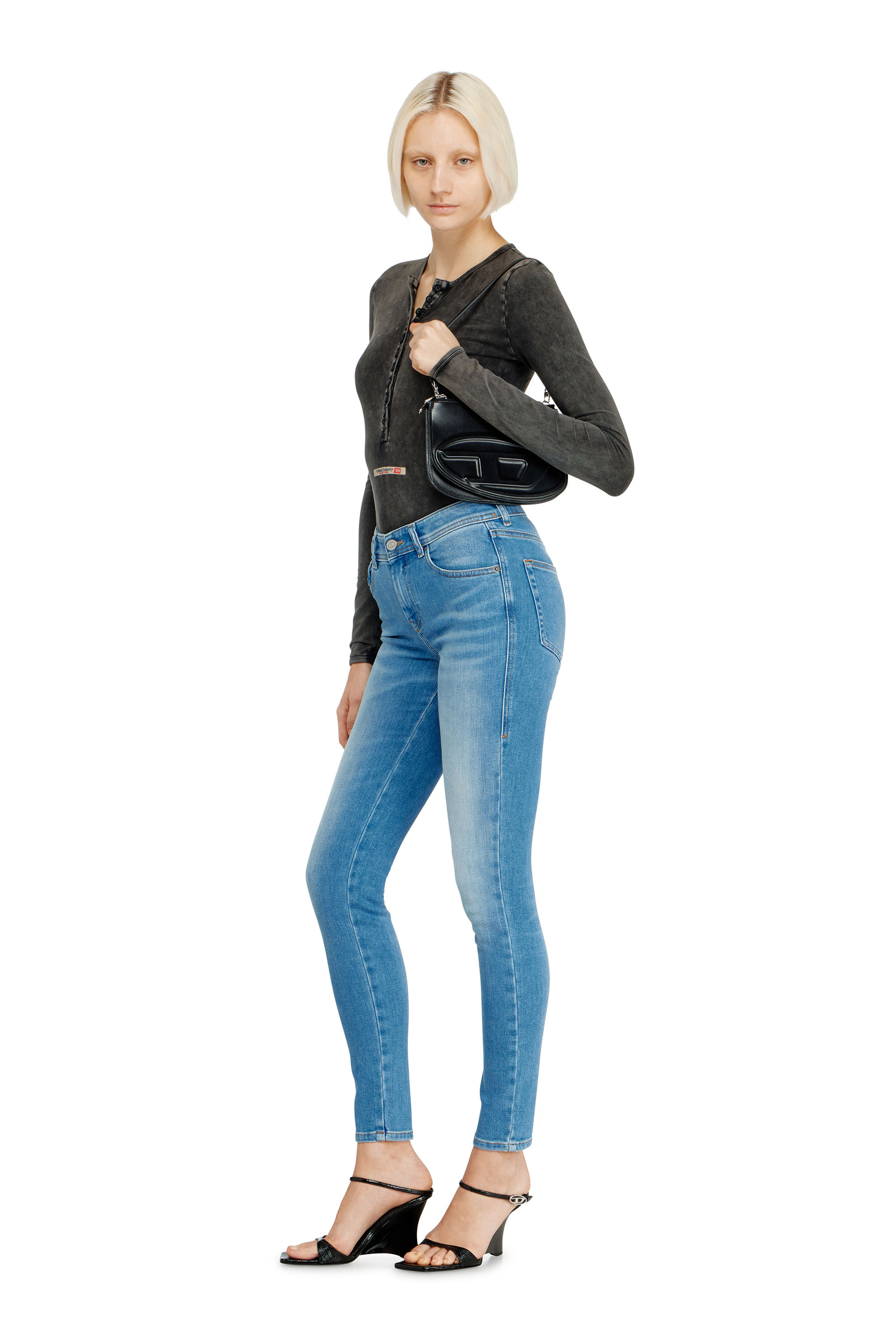 Diesel - 1DR TWIN, 1DR Twin-Bolso de hombro con doble bolsillo en cuero estampado Mujer in Negro - 1