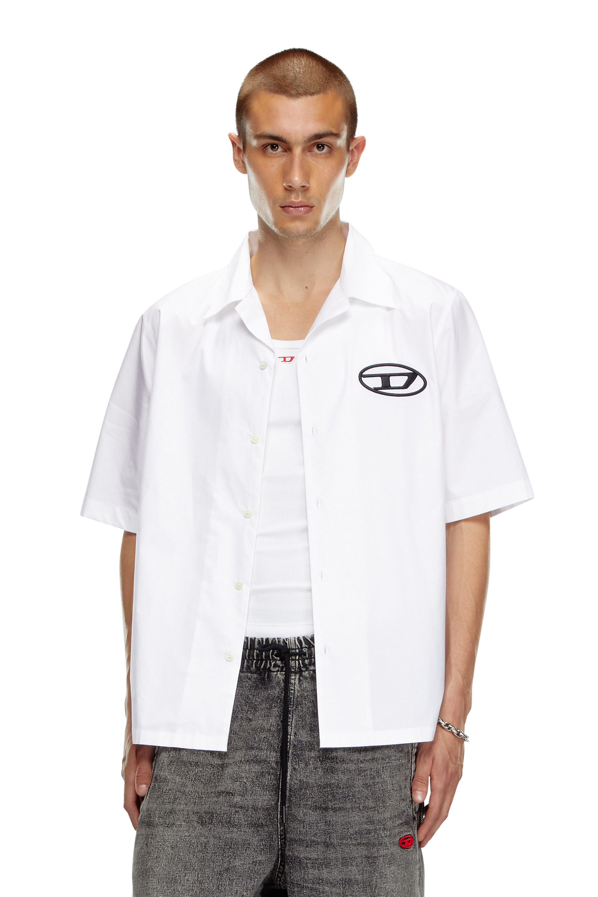 Diesel - S-MAC-C, Hombre Camisa de bolos con logotipo bordado in Blanco - Image 1