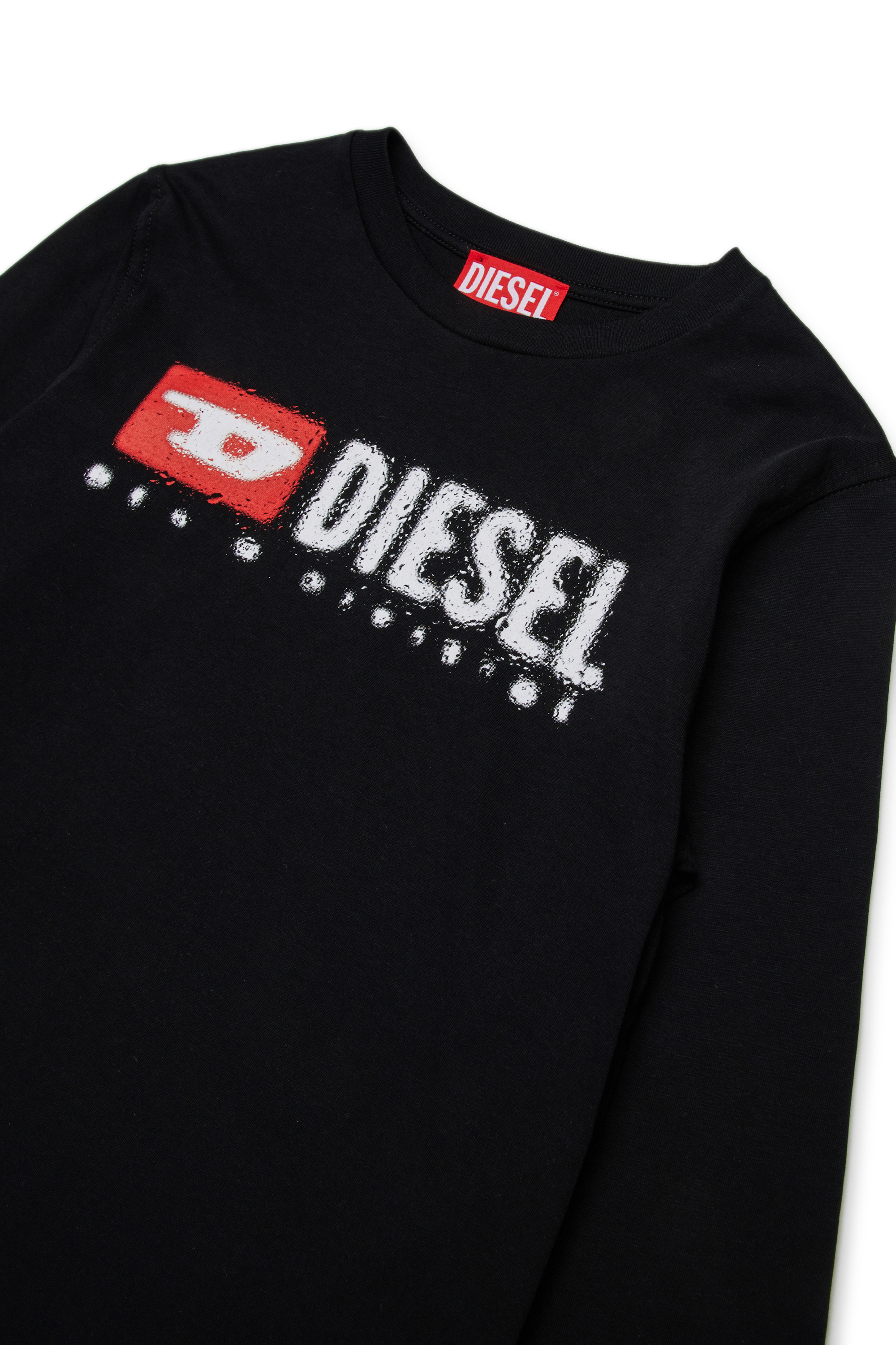 Diesel - TDROPS, Camiseta de cuello redondo de algodón con estampado de logo Hombre in Negro - 3