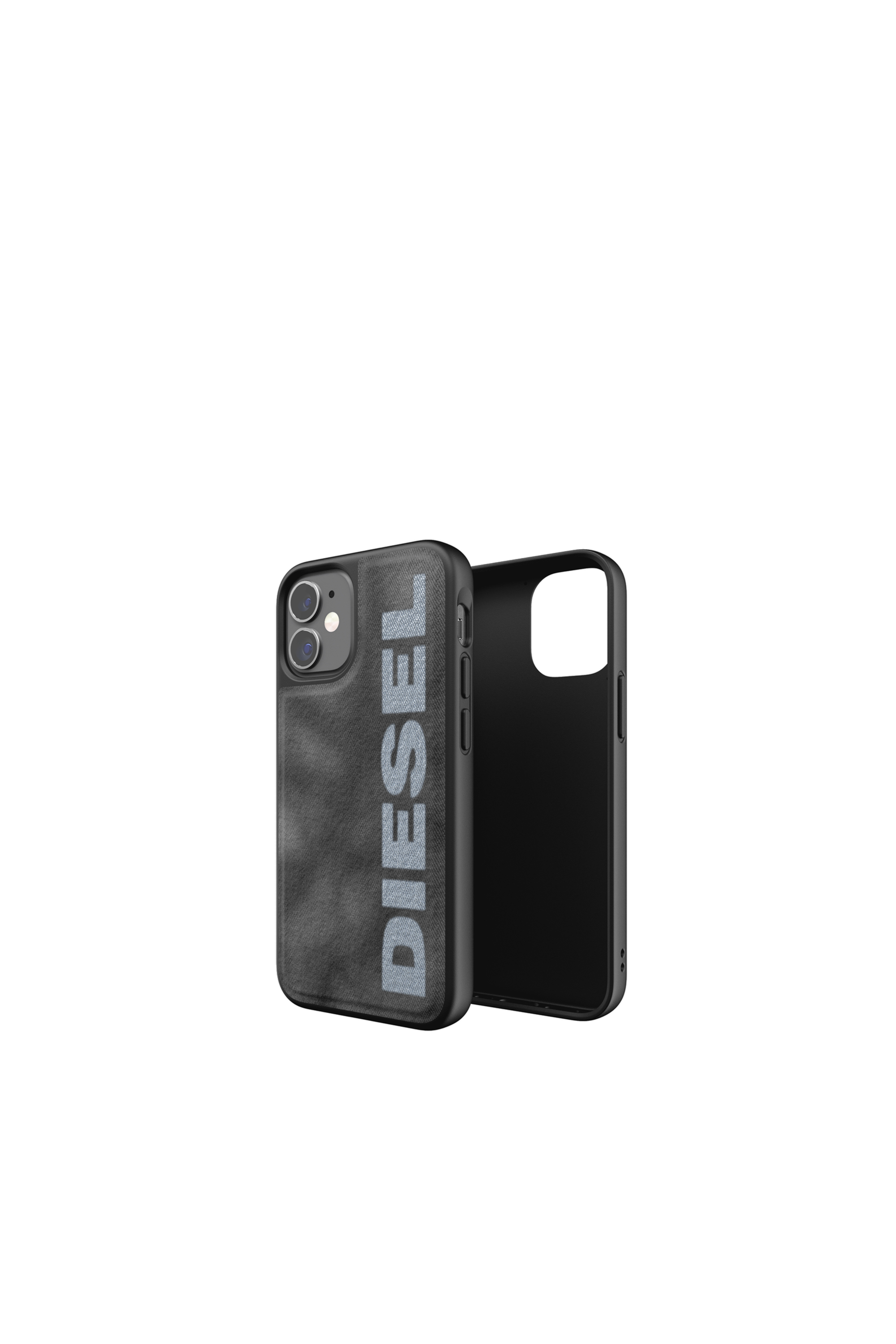 Diesel - 44296  STANDARD CASES, Unisex's Moulded case bleached denim for iPhone 12 mini in Black/Grey - 1