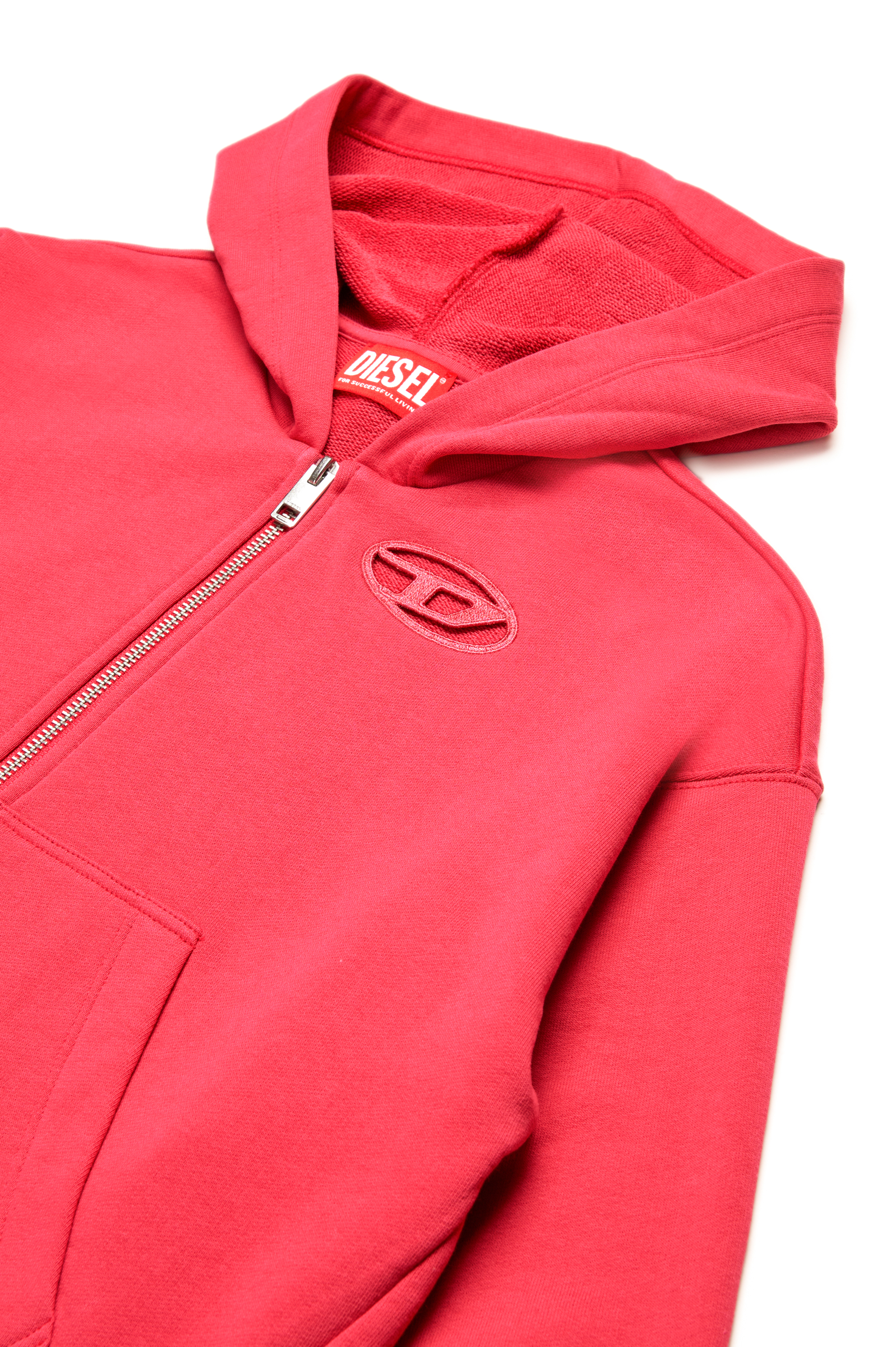 Diesel - SFPERU, Sudadera con capucha y cremallera con logotipo Oval D recortado Mujer in Rosa - 3