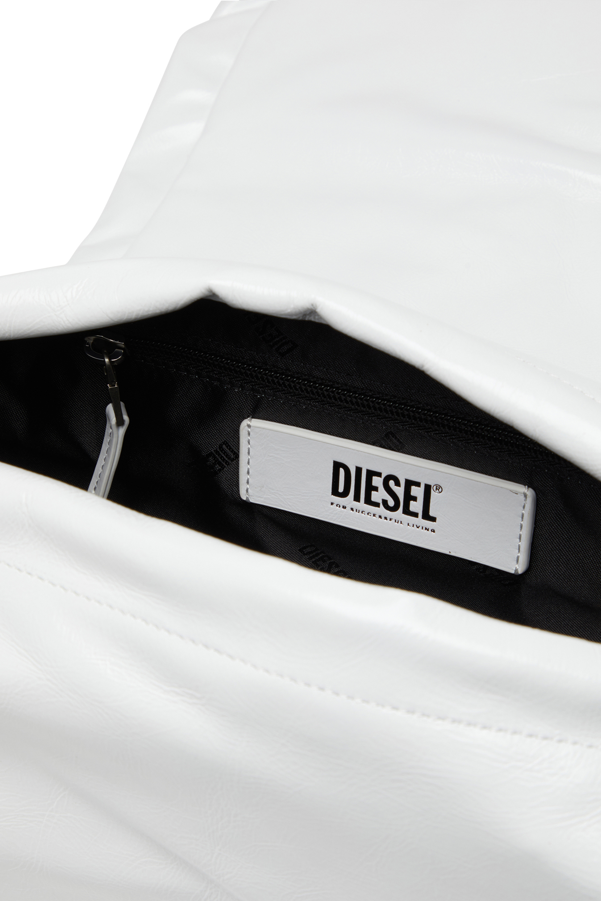 Diesel - SCRUNCH-D SHOULDER M, Scrunch-D M-Bolso de hombro en cuero brillante Mujer in Blanco - 4