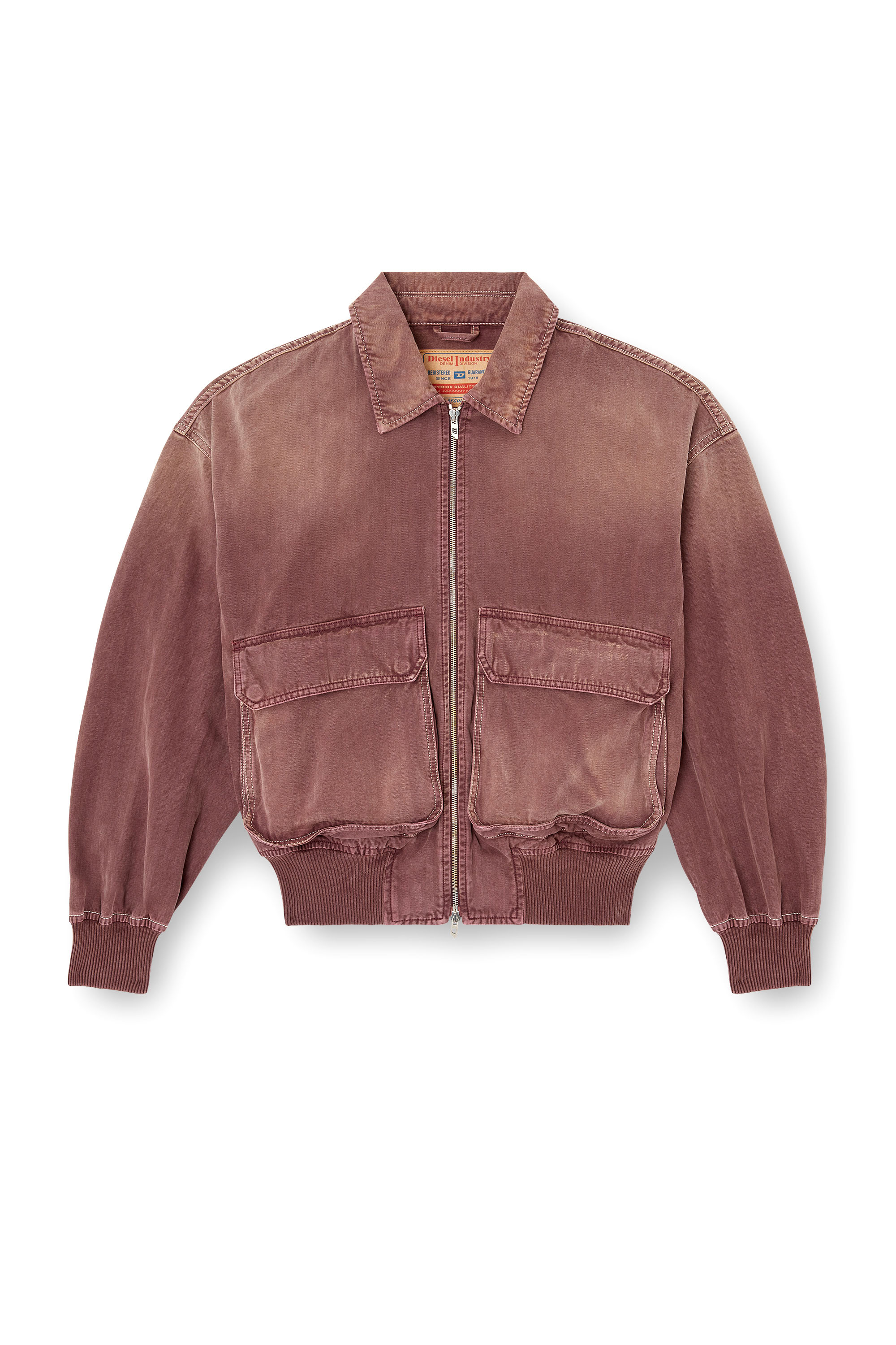 Diesel - D-KURZ, Chaqueta en denim de espiga coloreada Unisex in Marrón - 3