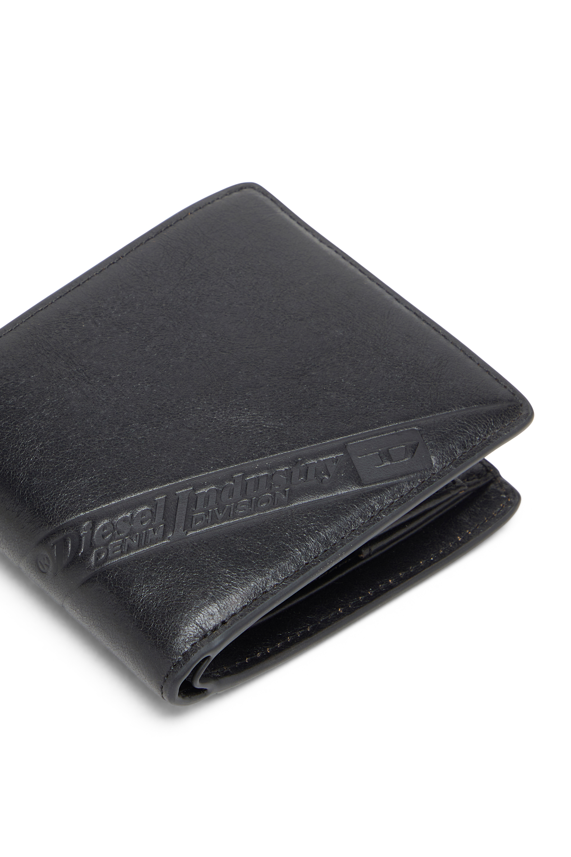 Diesel - FLAG-D BI-FOLD COIN S 3D, Billetera de cuero con logo en relieve. Hombre in Negro - 4